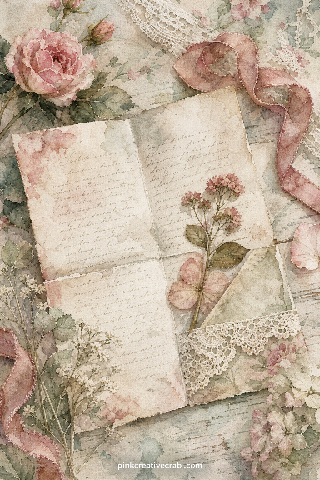 Pressed Flower Letter Page printable page — The usual mistake is making the pressed flower the whole page: keep the letter and ribbon large and let the flower