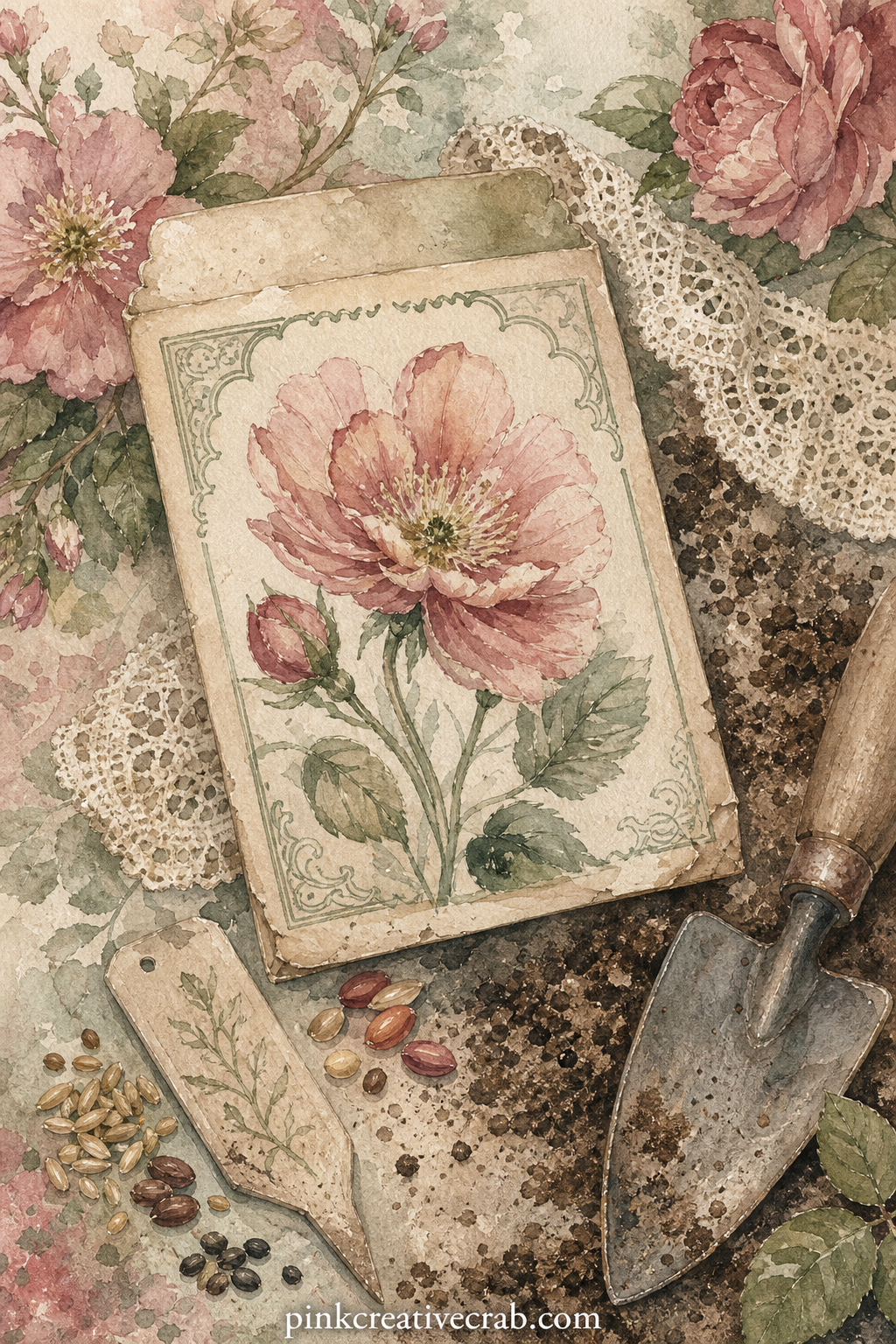 Victorian Seed Packet Page printable page — Fold this one in half to make a small pocket, the way real seed packets open, and tuck a few paper seed shapes or a