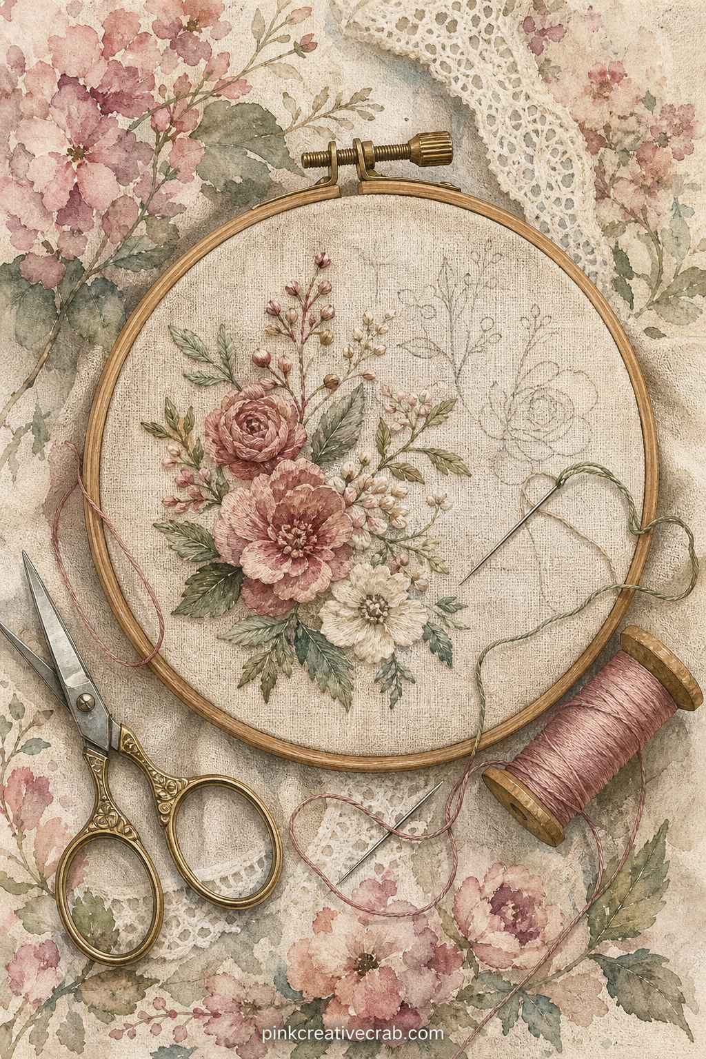 Embroidery Hoop Page printable page — Good for the reader whose grandmother sewed: leave a line of blank thread-colored space along the bottom for naming the