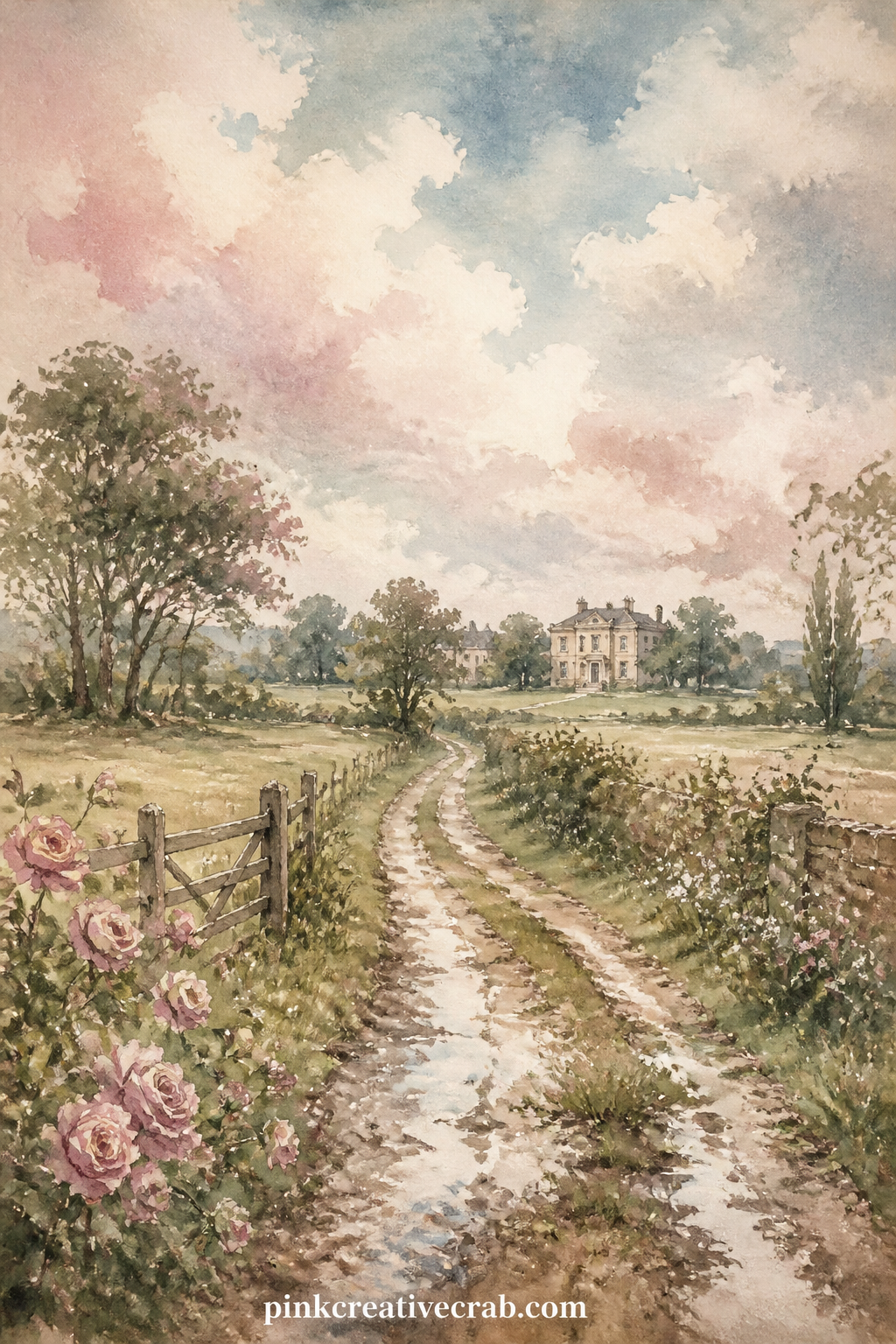 Walk To Netherfield printable page — The quiet space at the top of this page is a wide sky, not an empty corner. Pride and prejudice junk journal