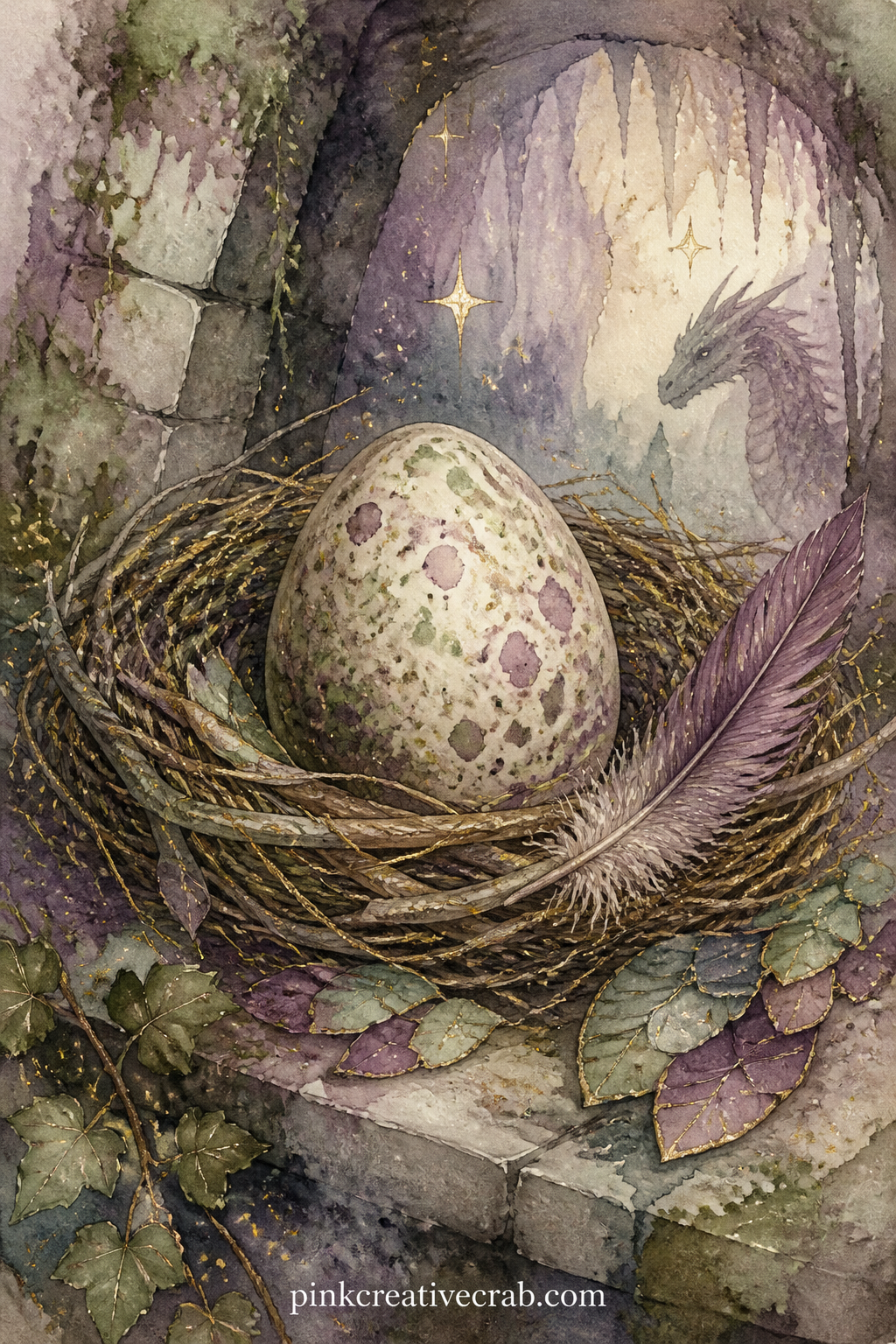 Dragon Egg In A Nest printable page — Try tea-staining just the bottom edge of this page before you glue it in, so the nest looks like it has sat in a dusty