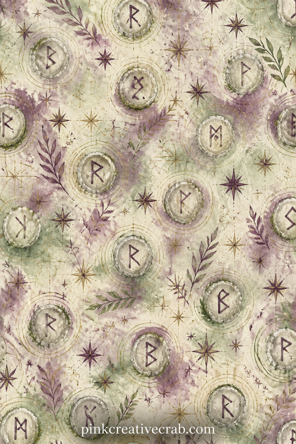 Rune Circle Pattern printable page — Small carved runes repeat edge to edge in this pattern, good as a cover sheet, a backing behind a photo of a handwritten