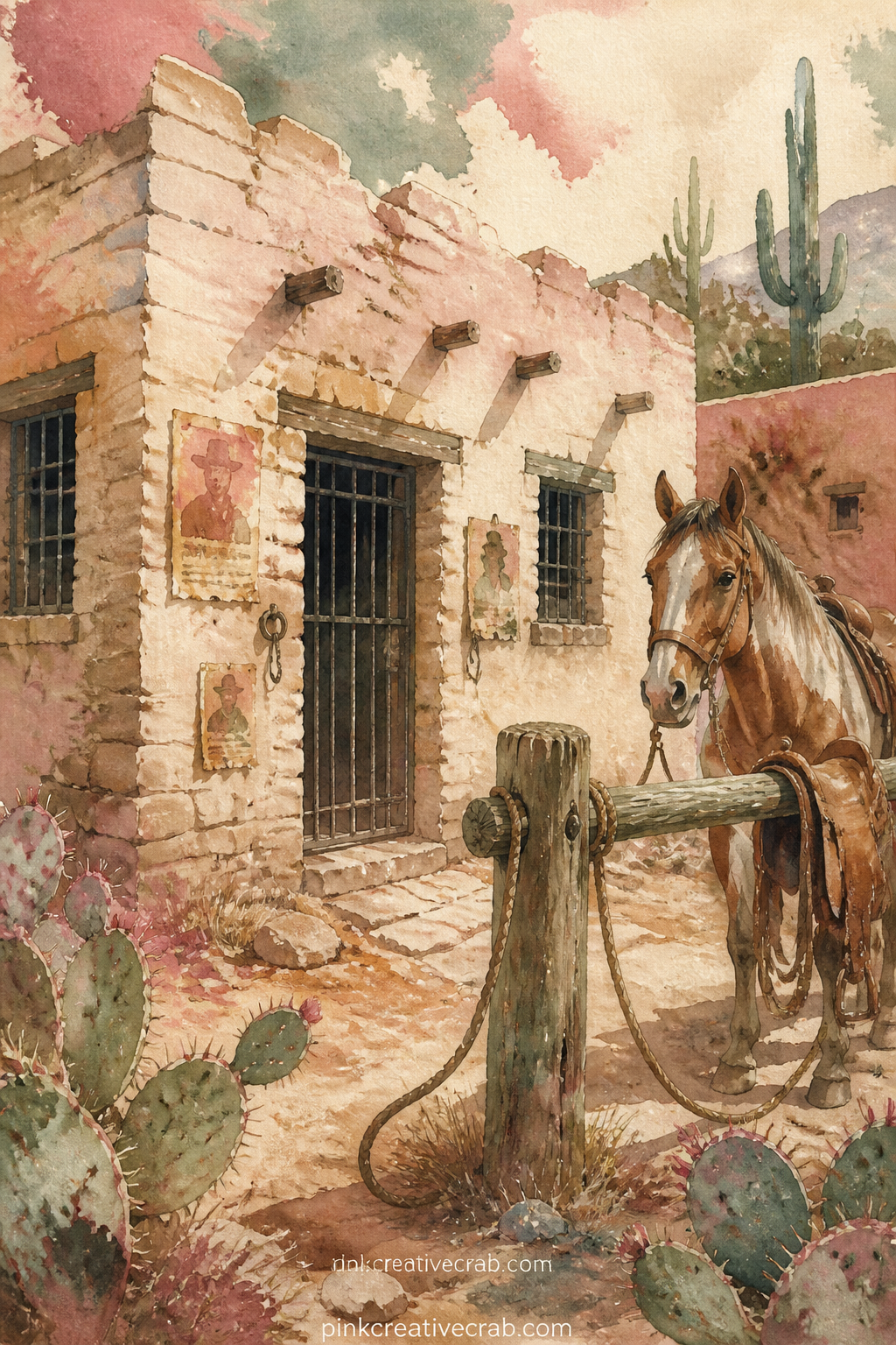 Jailhouse and Hitching Post printable page — Who is behind those bars, and what story would she tell if she could write it herself. Western junk journal