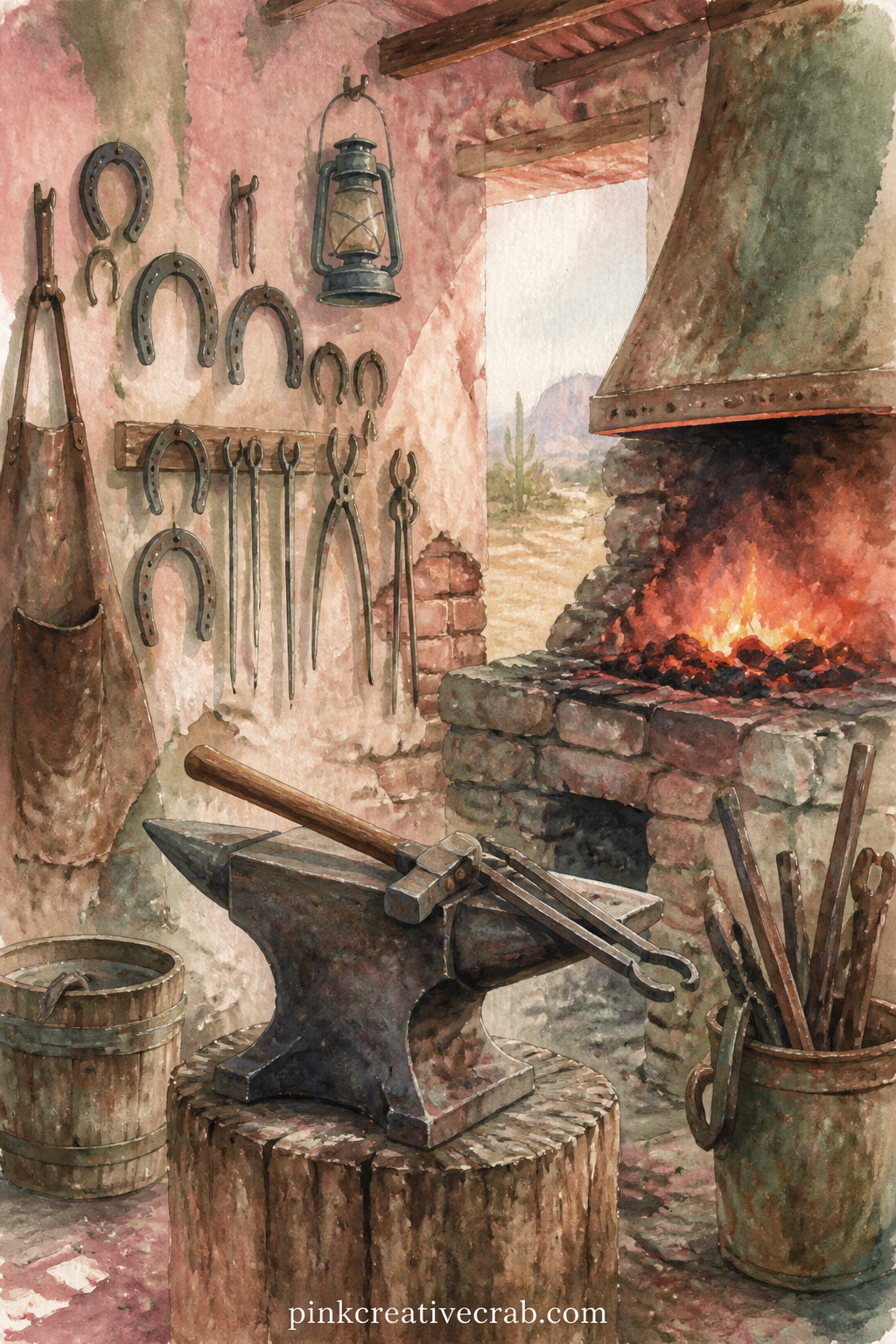 Blacksmith at the Forge printable page — For a five minute version, leave the forge page as it is and simply write the date and a single line about the day