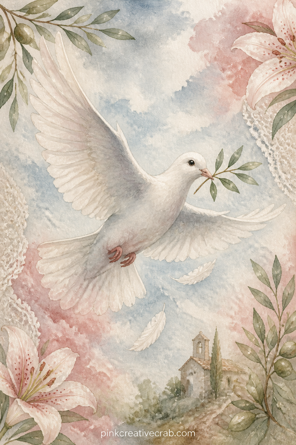 Dove Carrying an Olive Branch printable page — What question would you answer under this one. Prayer junk journal