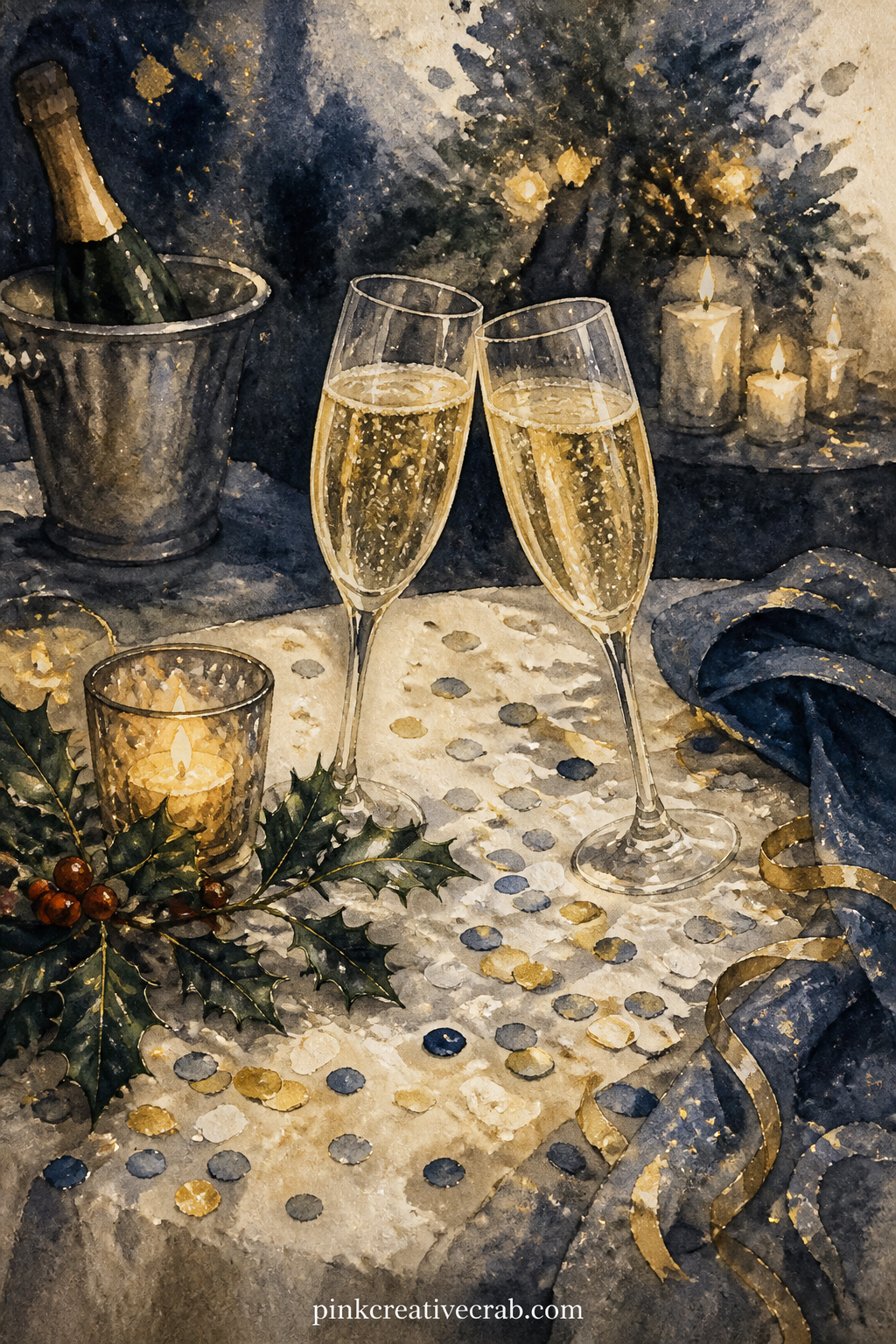 Champagne Toast Table printable page — Tuck a real party detail onto this one: a scrap of the paper napkin from your own celebration, a saved cocktail stirrer