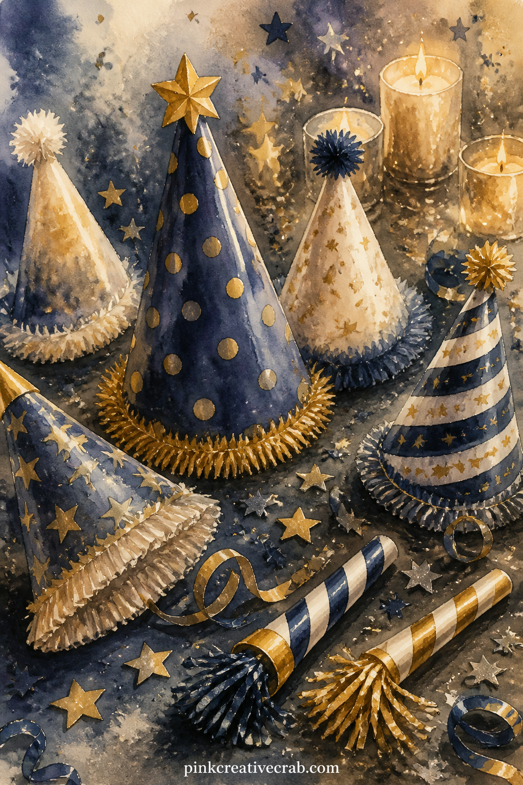 Party Hats and Noisemakers printable page — The usual mistake with a small still life page like this one is leaving too much empty paper around the objects