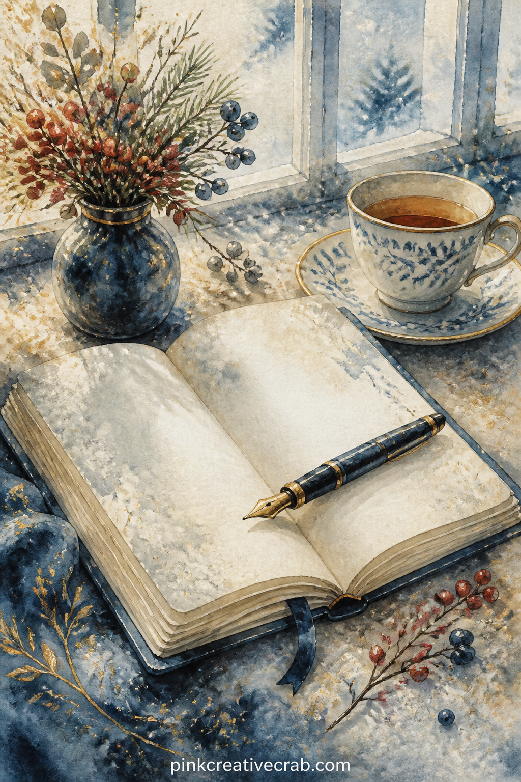 New Journal And Pen printable page — What to write here: the date you started this journal, one word for how you want the year to feel, or a short line about