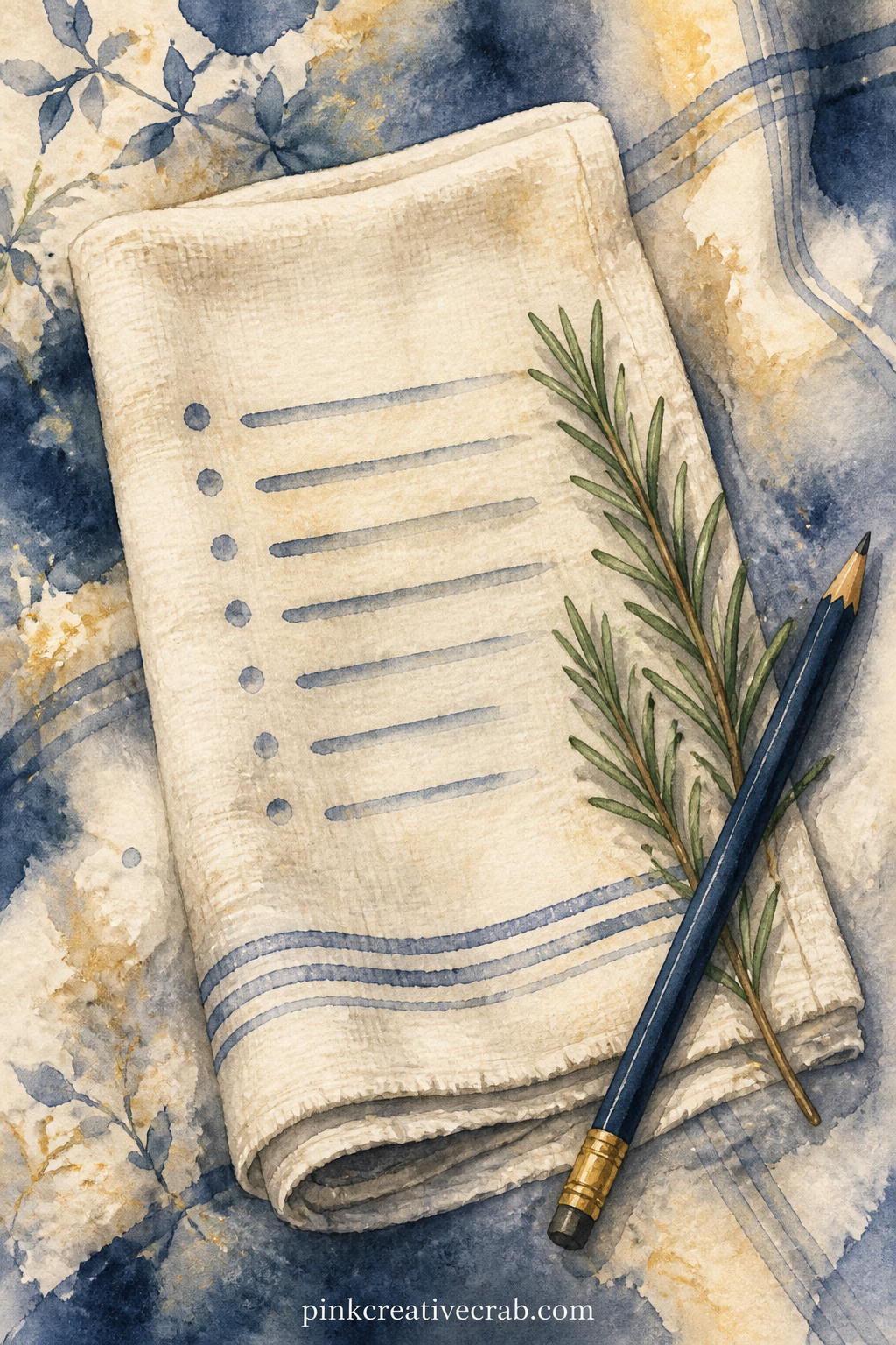 Resolution List On A Napkin printable page — Jot a short numbered list of resolutions right onto the painted napkin here, or glue a strip of plain paper over