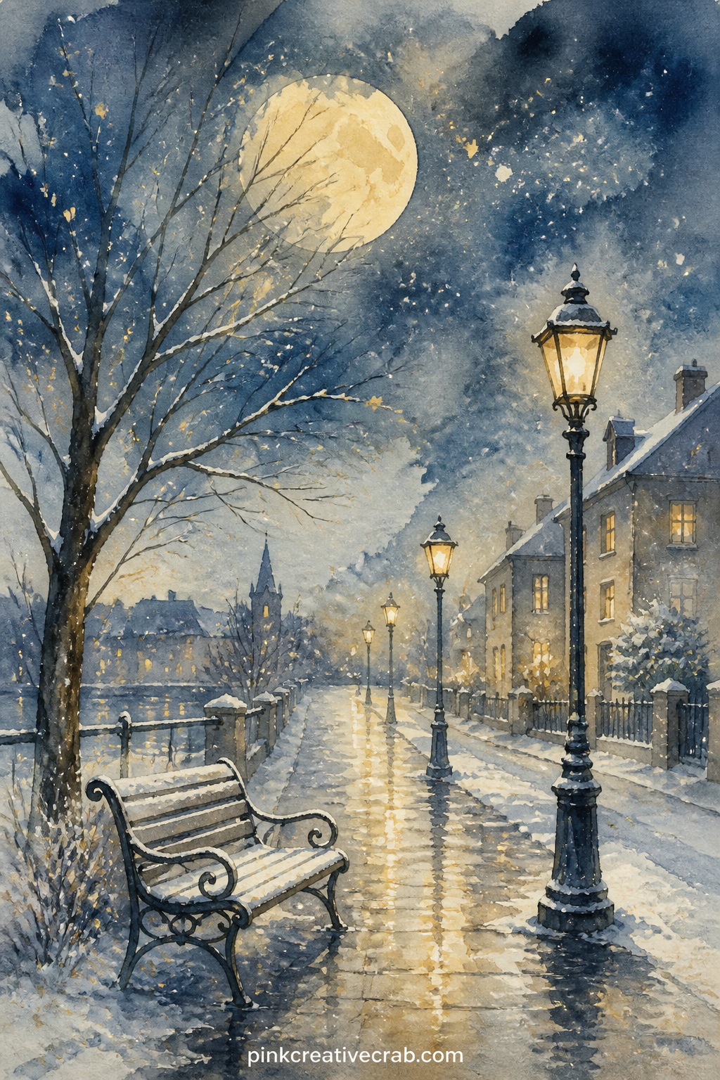Moon Over A Quiet Street printable page — What question suits this page best: what do you want to remember feeling by the time next December arrives, and who