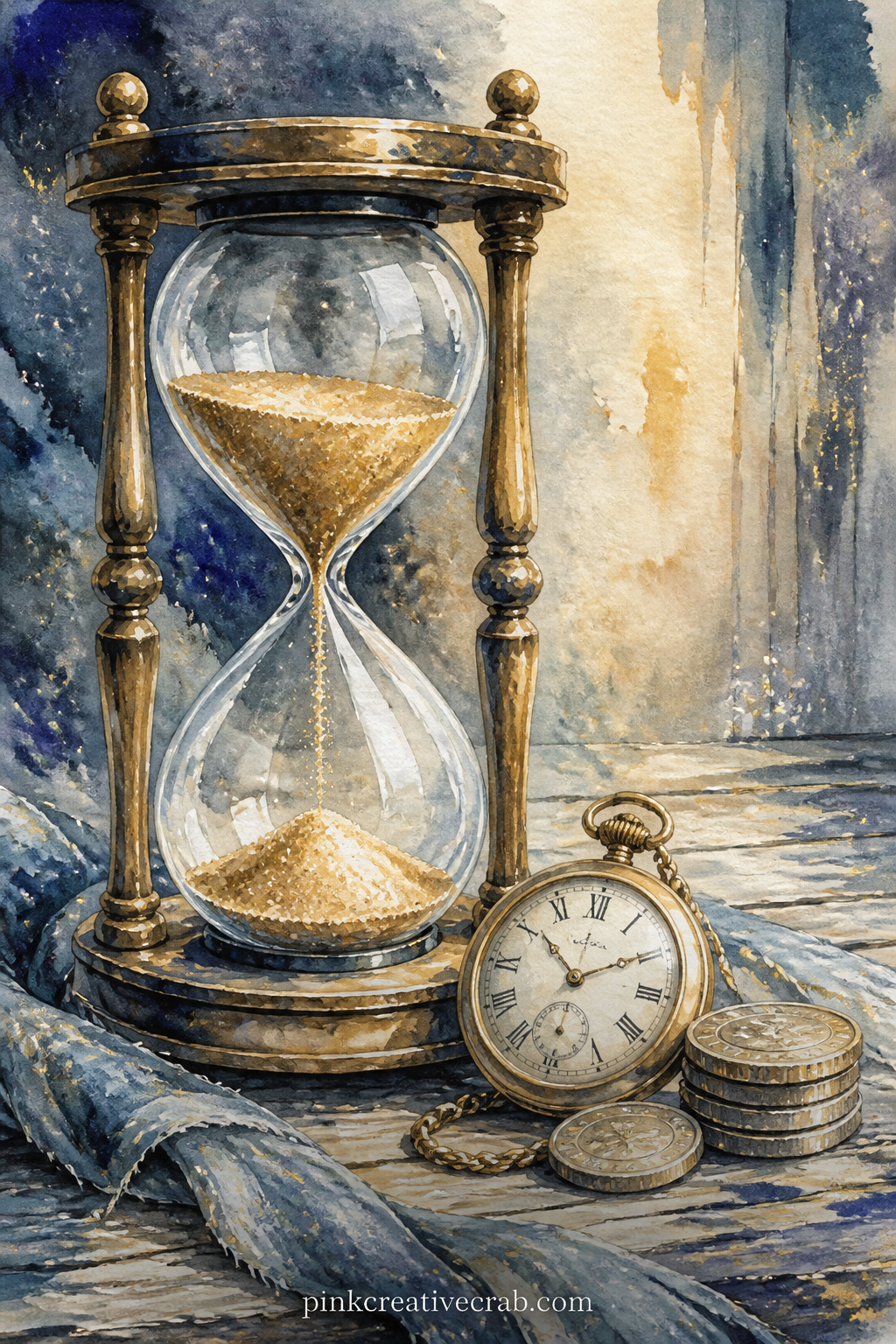 Hourglass And Falling Sand printable page — Tea stain the bottom edge of this page lightly before gluing it in, so the falling sand in the hourglass seems to