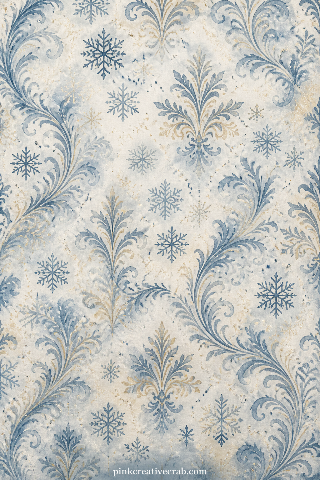 Winter Frost Damask printable page — Good under a cold weather photo, as a cover lining for the whole journal, or trimmed into a frame around the Frosted