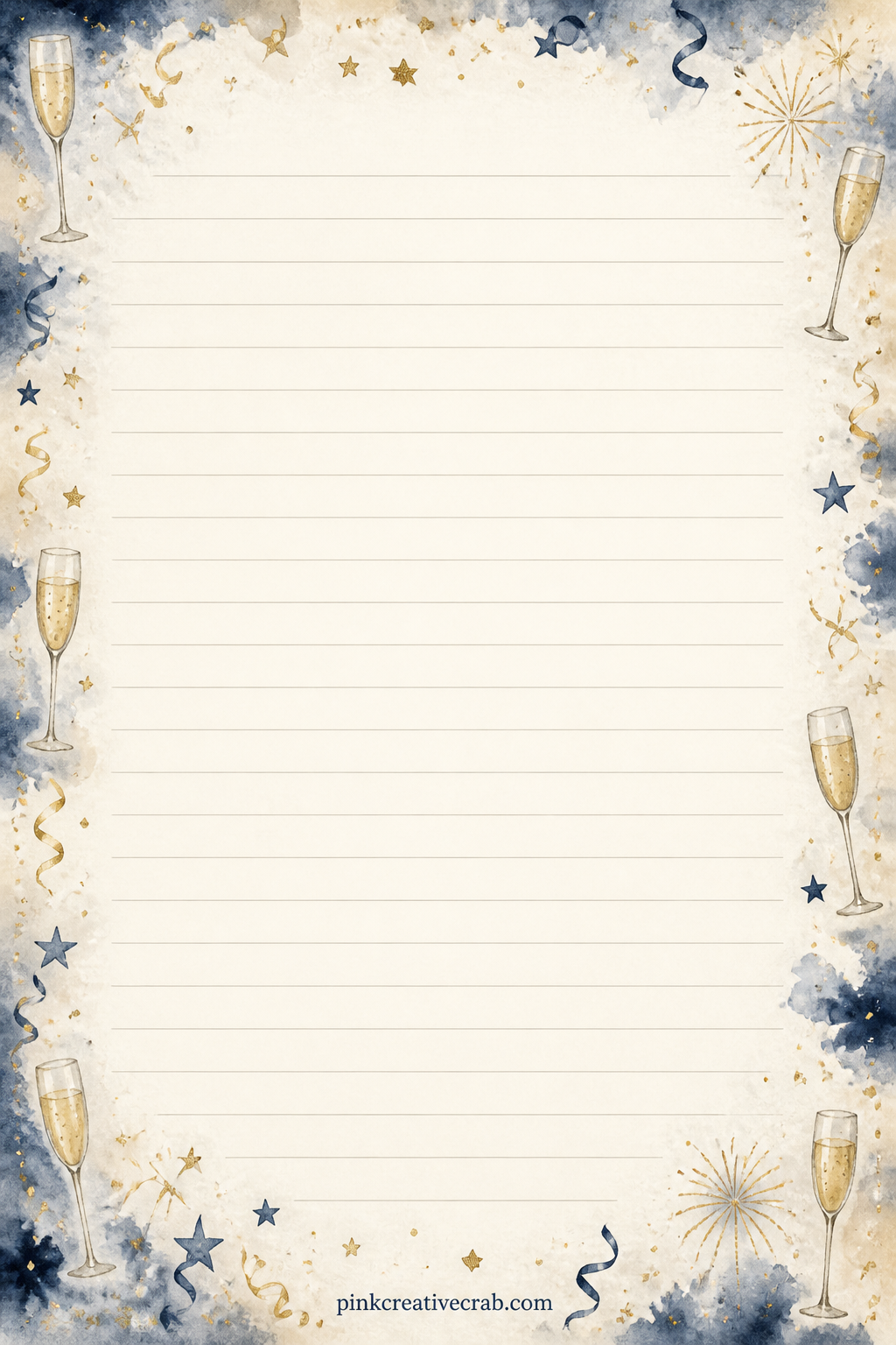 New Year Guest List Lined Page printable page — Use these lines for a guest list from your celebration, a short menu of what you served, or who called you at