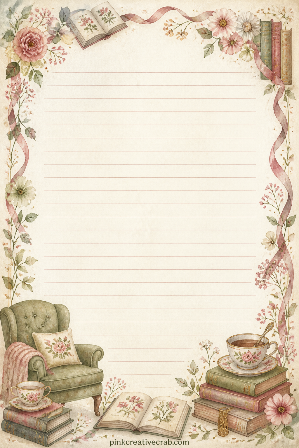 Monthly Reading List Lined Page printable page — Write a simple list of every title finished that month, one line per book, with a small column at the side for
