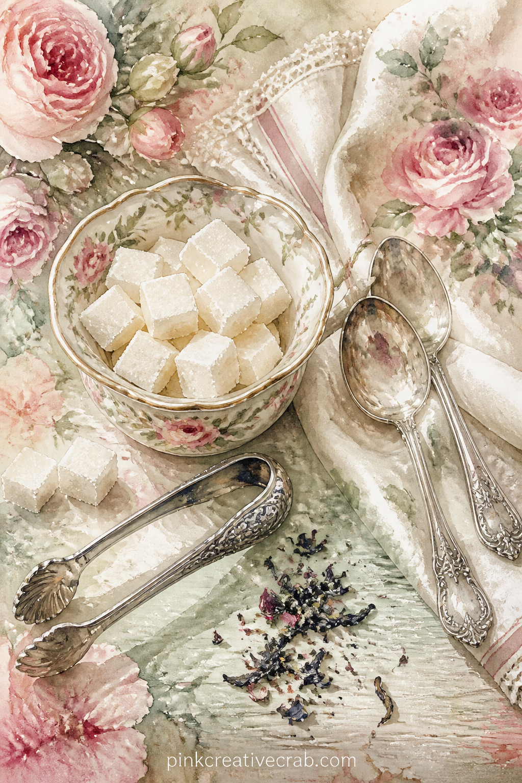 Sugar Cubes And Silver Spoons printable page — This one suits a reader who loves tiny details more than big scenes, the kind who will search out every sugar