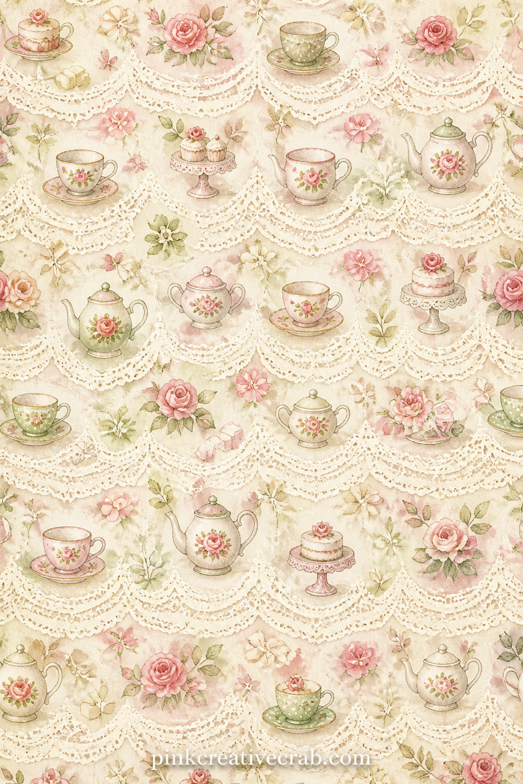 Lace Tablecloth Pattern printable page — Works well under a photo of a table setting, as a cover wrap for the whole journal, or torn into strips for a border