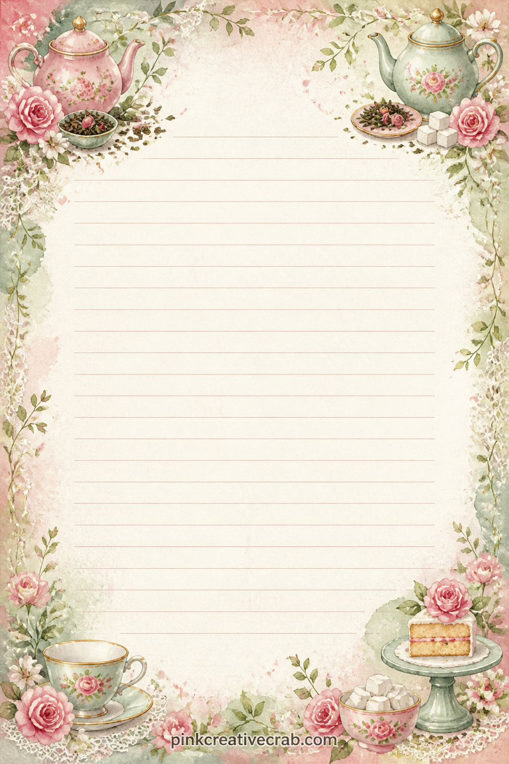 Tea Blends To Remember Lined Page printable page — Write down a favourite tea blend, the shop where you found it, or a short note on how to brew it properly