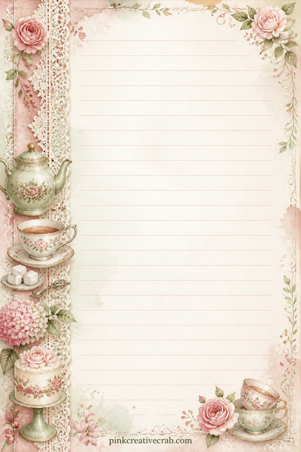 Guest List For Tea Lined Page printable page — List who is coming to tea, what each guest likes to drink, or who hosted the last gathering, right along these