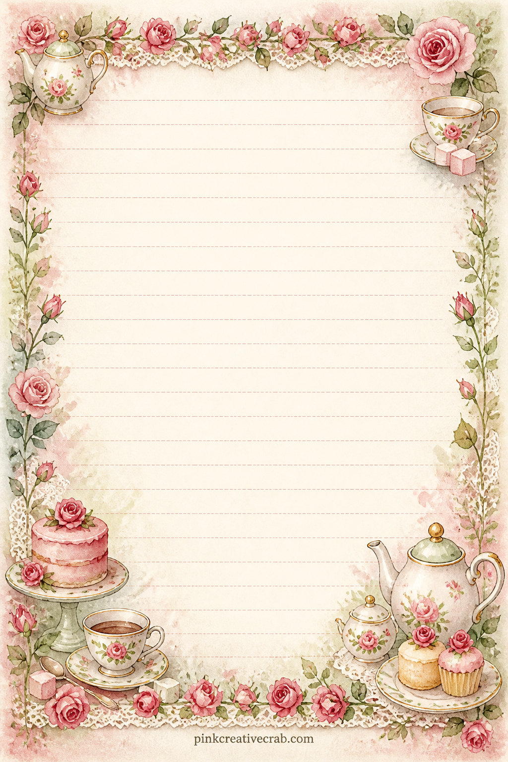 Recipe For Little Cakes Lined Page printable page — Copy out a recipe for scones or small cakes, note a change you made to it, or write a short memory of