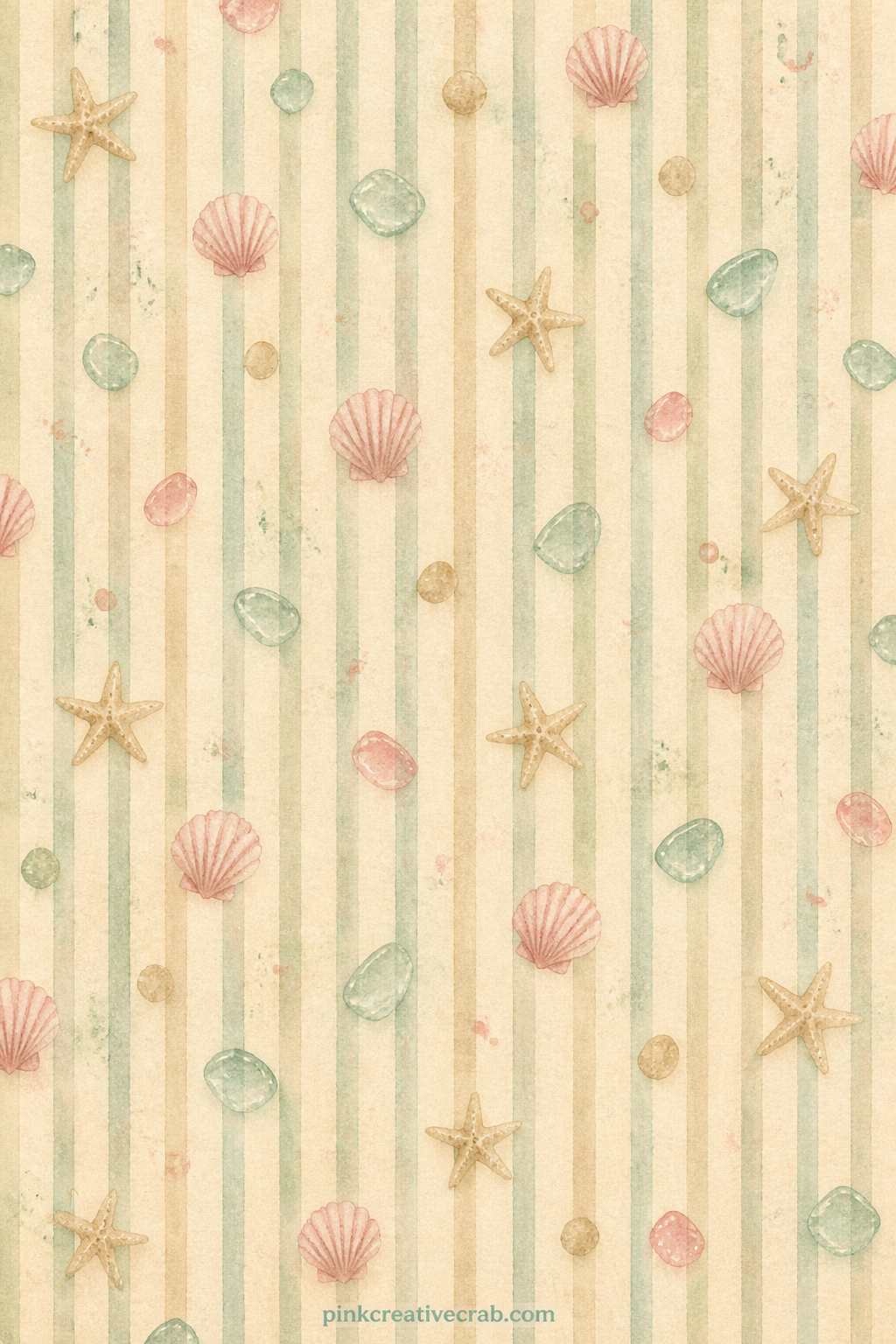 Ticking Stripe Sand Pattern printable page — Narrow ticking stripes in warm sand and cream run the length of the page, a quiet backing for a pressed flower, a