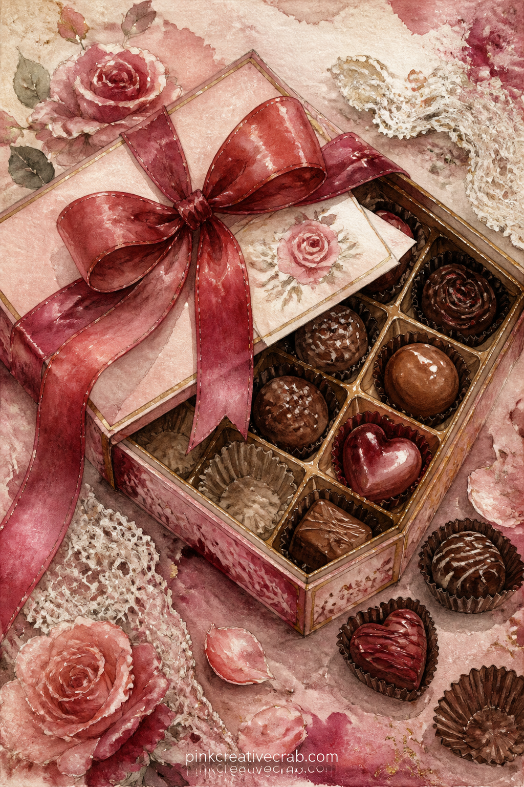 Chocolate Box With Ribbon printable page — This page earns its keep if you tuck a short menu or a list of favourite sweets beside it, the kind of thing you