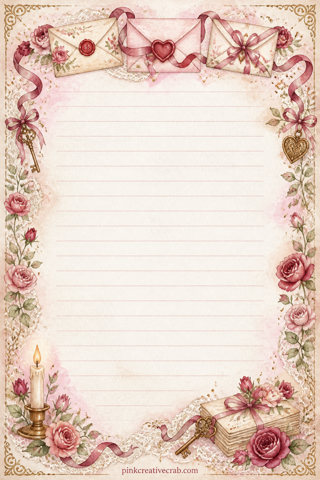 Letters To My Love Lined Page printable page — Write a short letter to someone you love, a list of reasons you chose them, or a line about the day you met.
