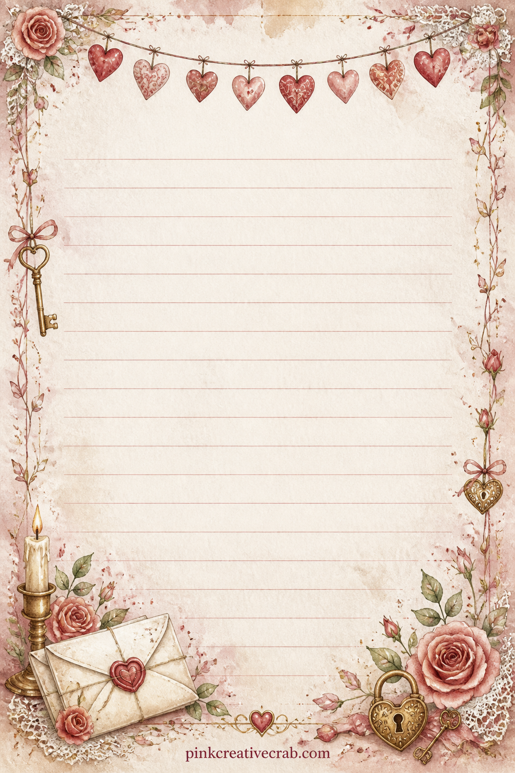 Heart Garland Lined Page printable page — Use the lines for a love letter to next year, a wish list for the season, or a note tucked away to reread later.