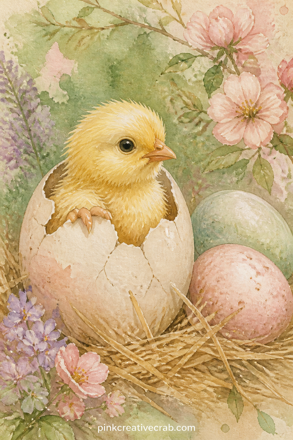 Chick Hatching From an Egg printable page — Fold the bottom corner of this page up slightly before you glue it in, so the hatching chick peeks out a little