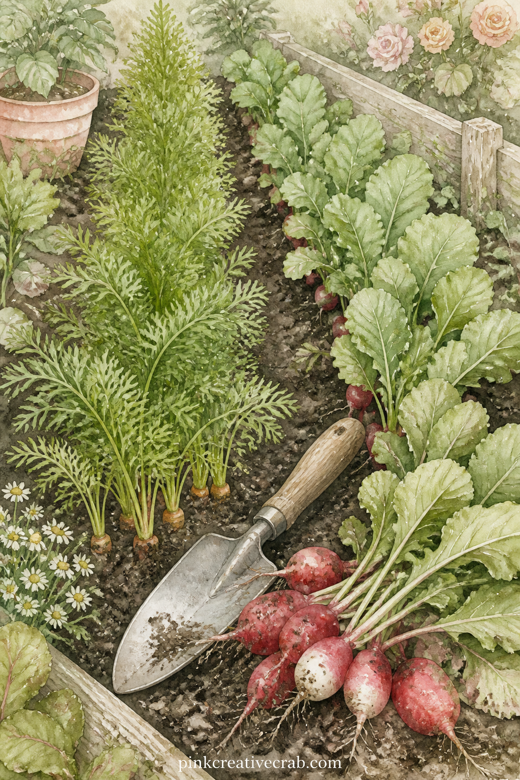 Carrot And Radish Rows printable page — What did the soil look like the day you pulled your first carrot this year. Garden junk journal ideas