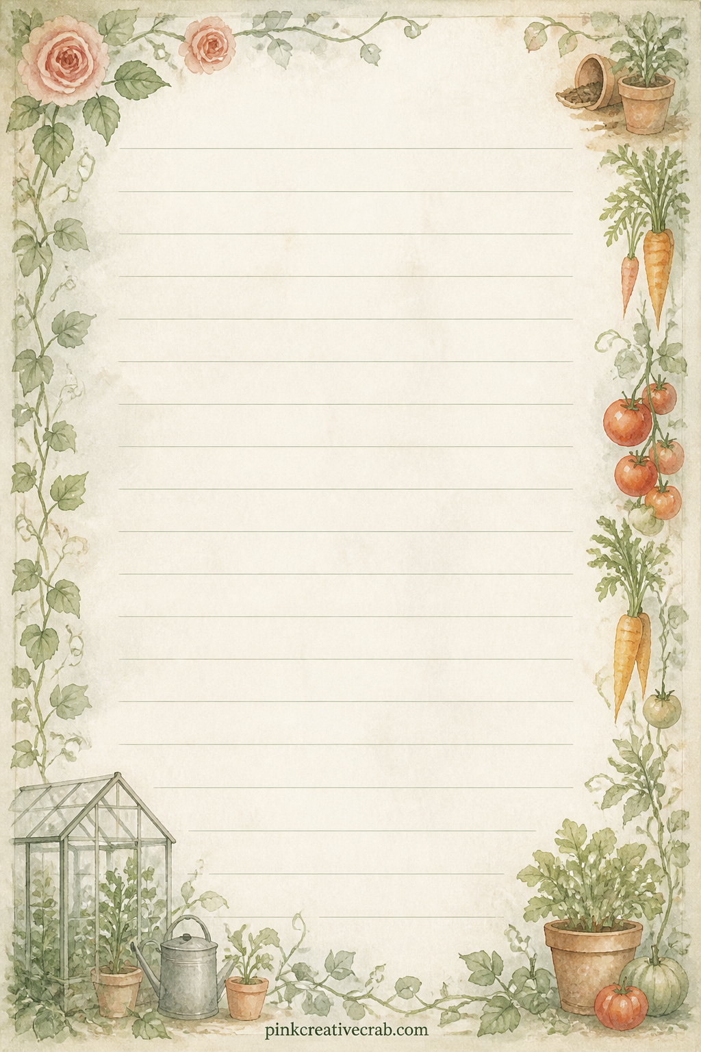 Harvest Tally Lined Page printable page — Keep a running tally here of what came out of the garden each week, a short list of vegetables and a rough count