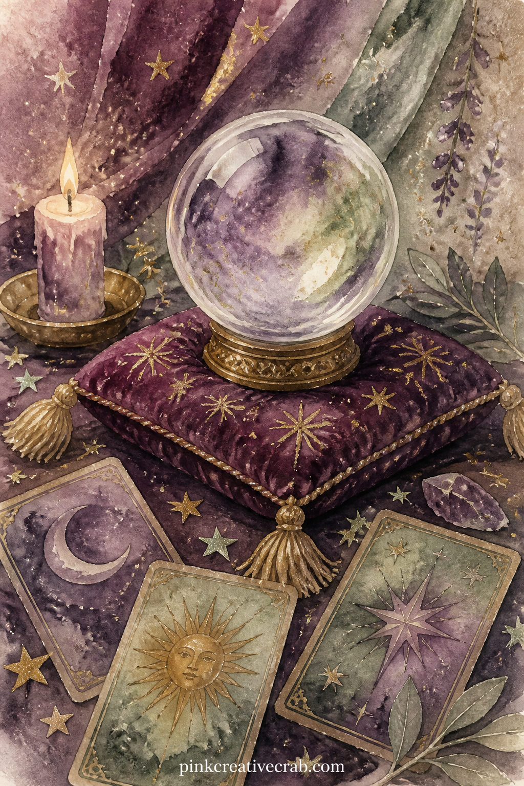 Crystal Ball On A Velvet Cushion printable page — For the five-minute version, skip any extra gluing here and simply trim the sheet to size, since the cushion