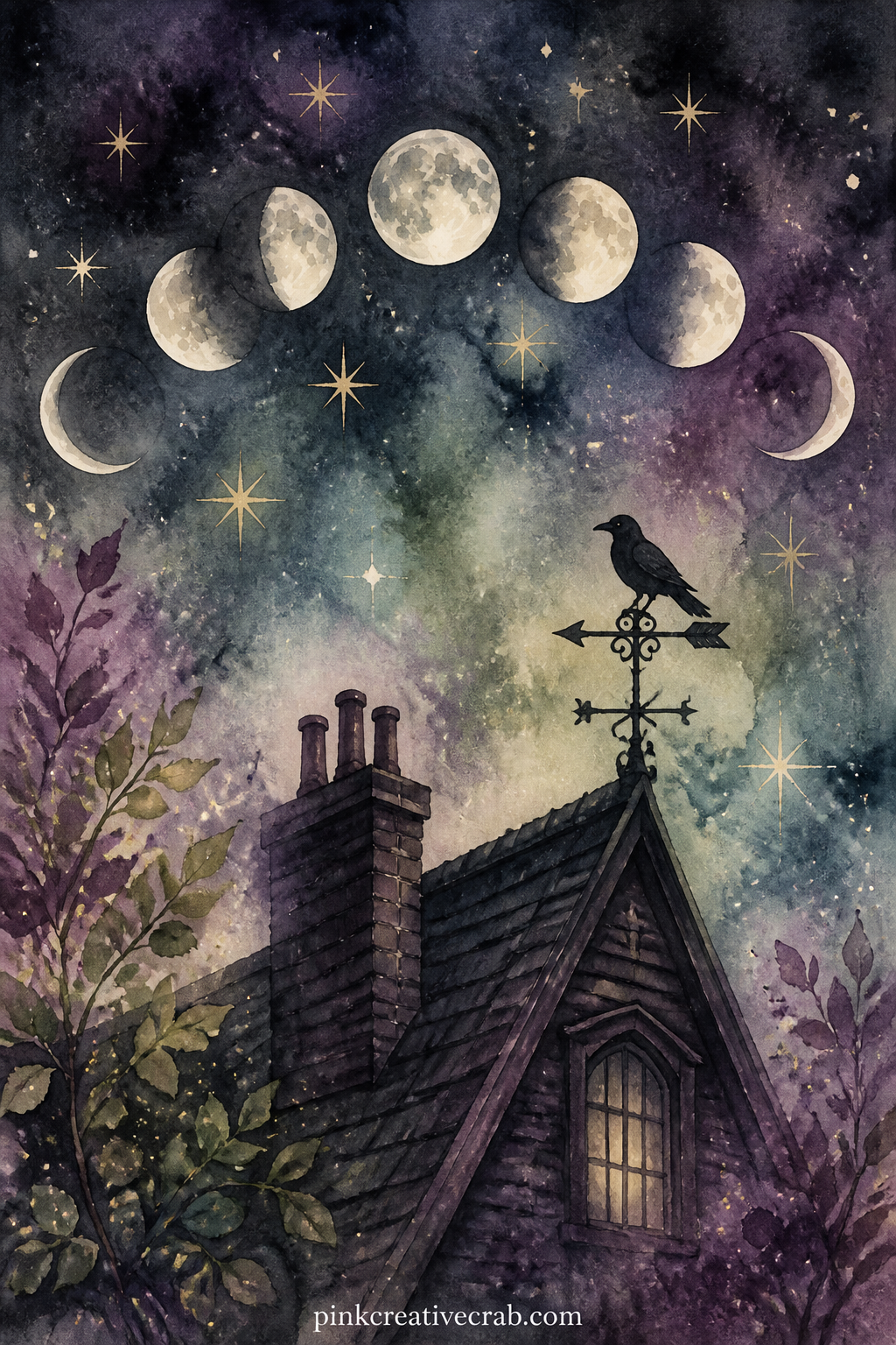 32 Free Witch Junk Journal Pages With Potion Shelves, Black Cats and Moonlit Herbs