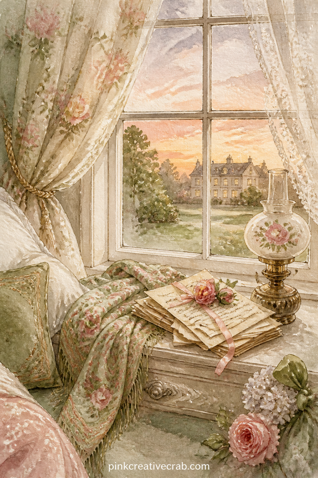 Bedroom Window With Letters printable page — Write a short question at the top before you glue this one in: what would you most want to hear in a letter from