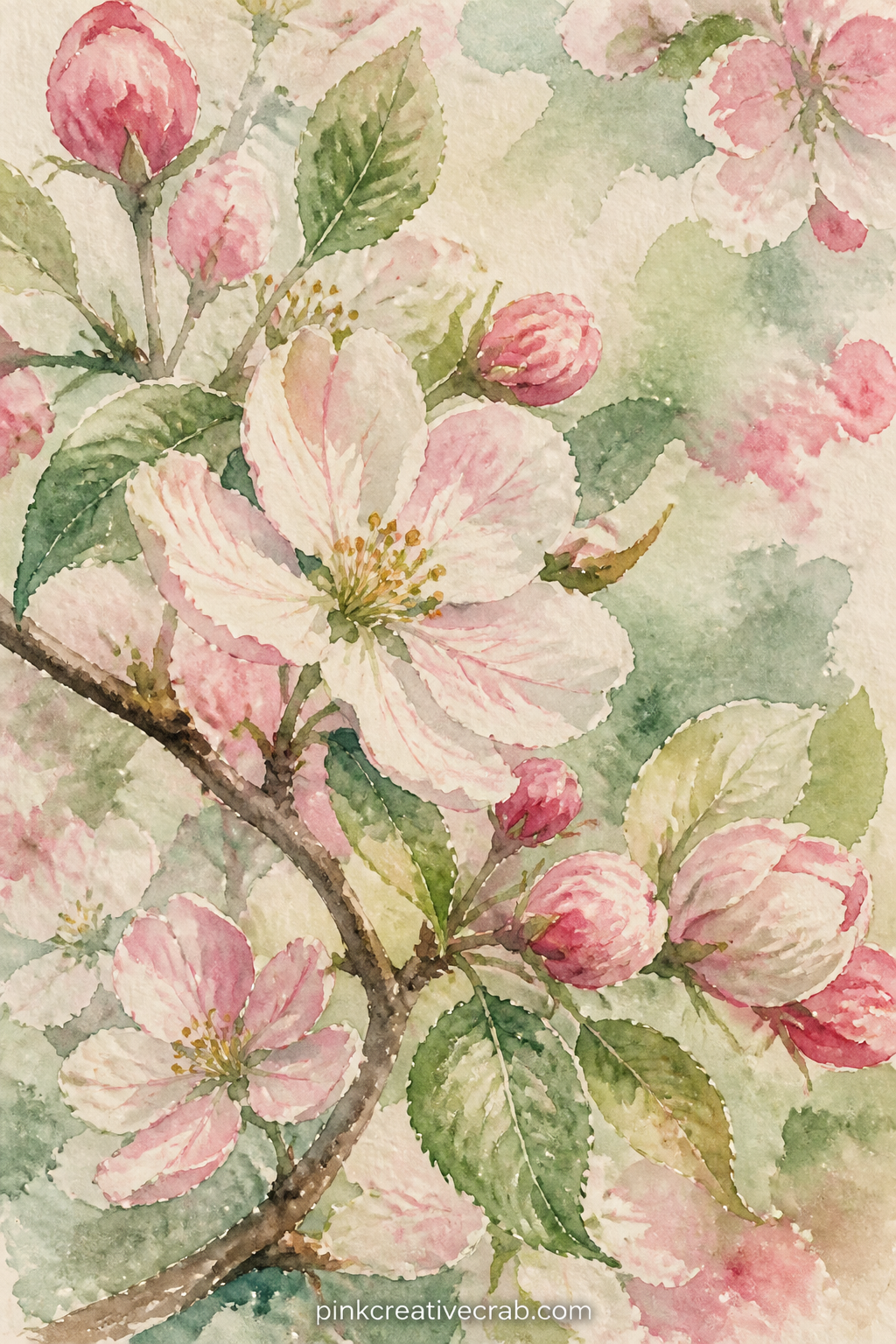 Apple Blossom Branch Study printable page — Glue a pressed real petal or a cut paper one directly onto this branch study, then jot the date spring arrived