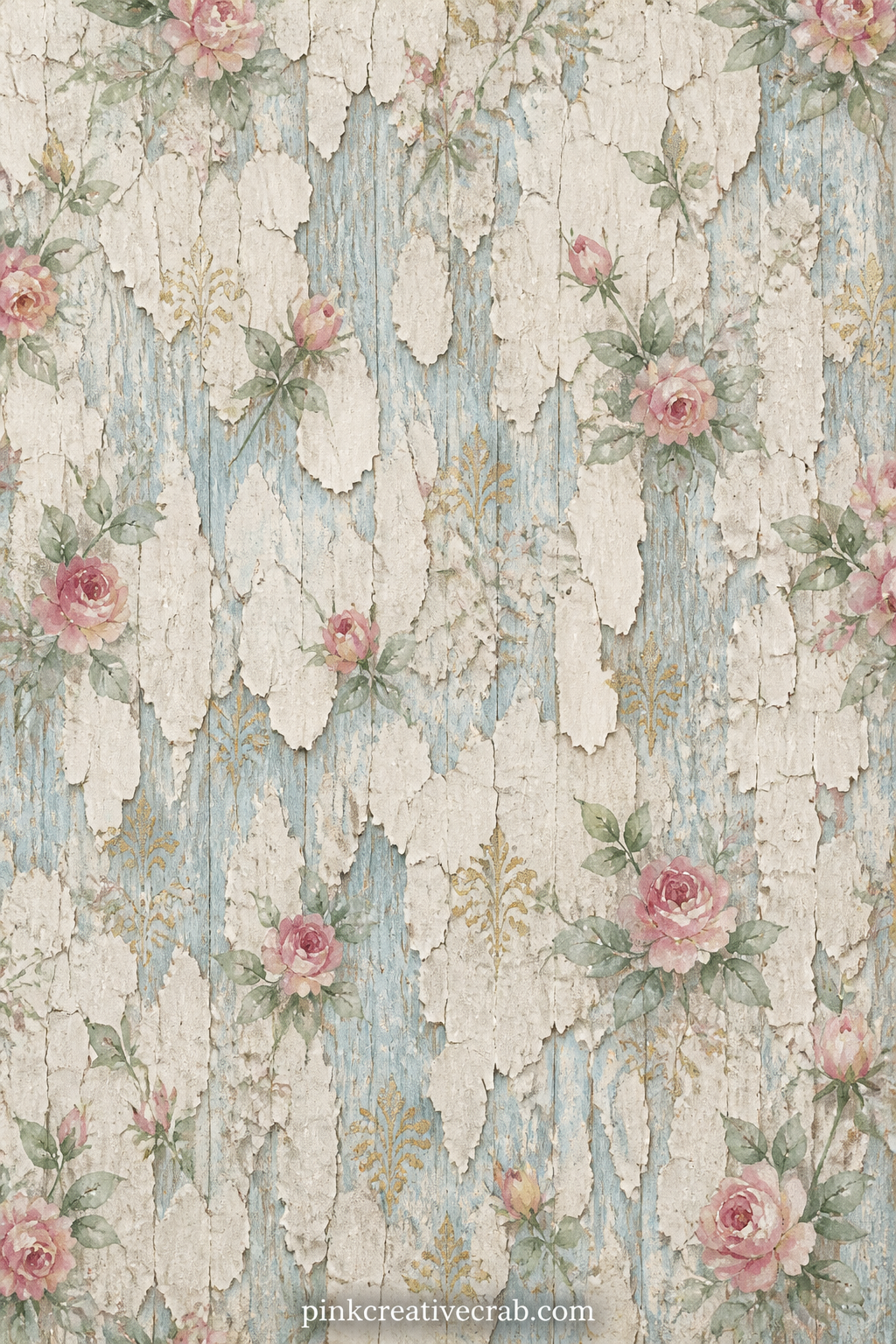 Chipped Paint Texture Background printable page — A soft all-over texture of chipped white paint over faded blue wood fills the sheet with no single focal