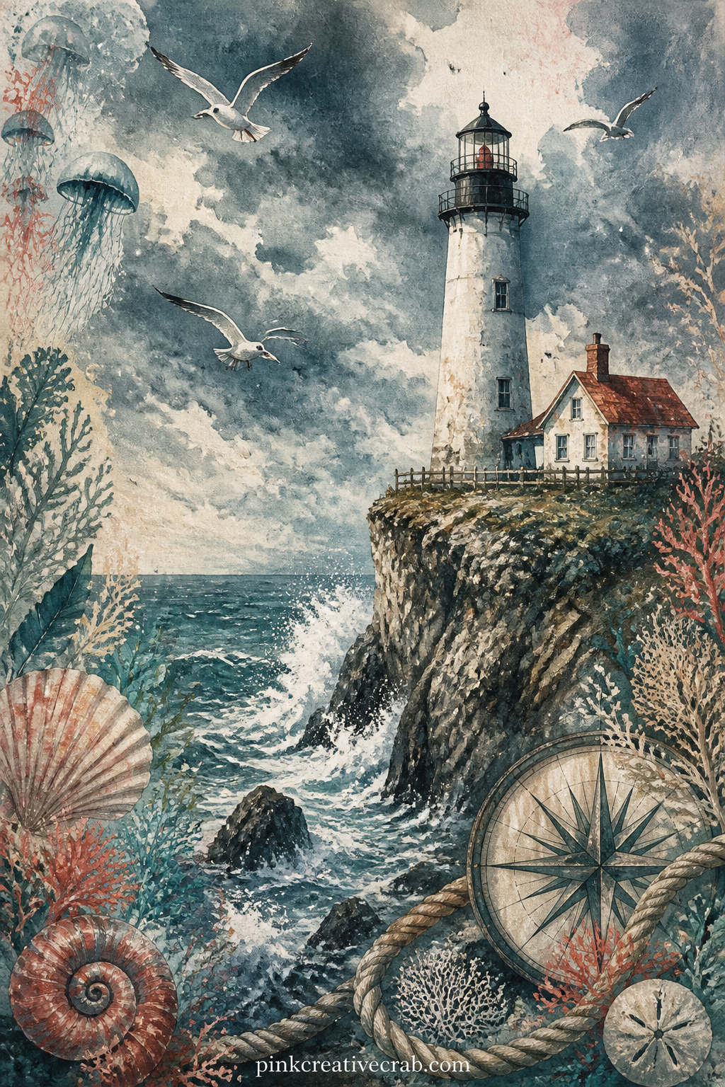 Lighthouse On The Cliff printable page — Who is this page for: give it to the reader who grew up near a coast, or anyone who keeps a small lighthouse on a
