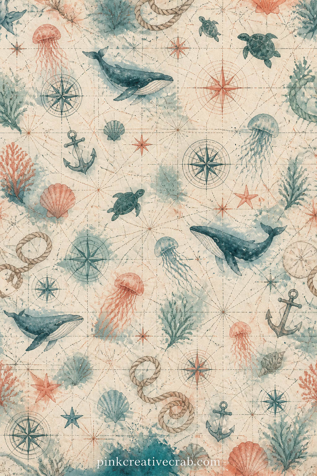 Vintage Map Texture printable page — Works well as a journal cover, under a travel photo, or as a lining behind the Old Nautical Sea Chart page for a matched