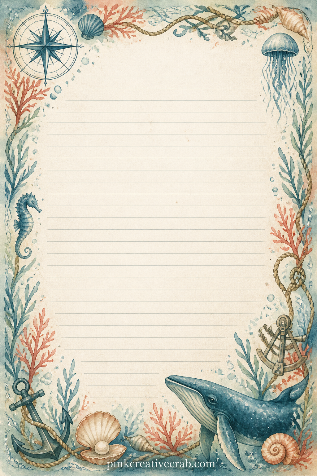Captain's Notes Lined Page printable page — Good for a packing list before a coastal trip, notes on a boat you admired, or a short log in the voice of an old