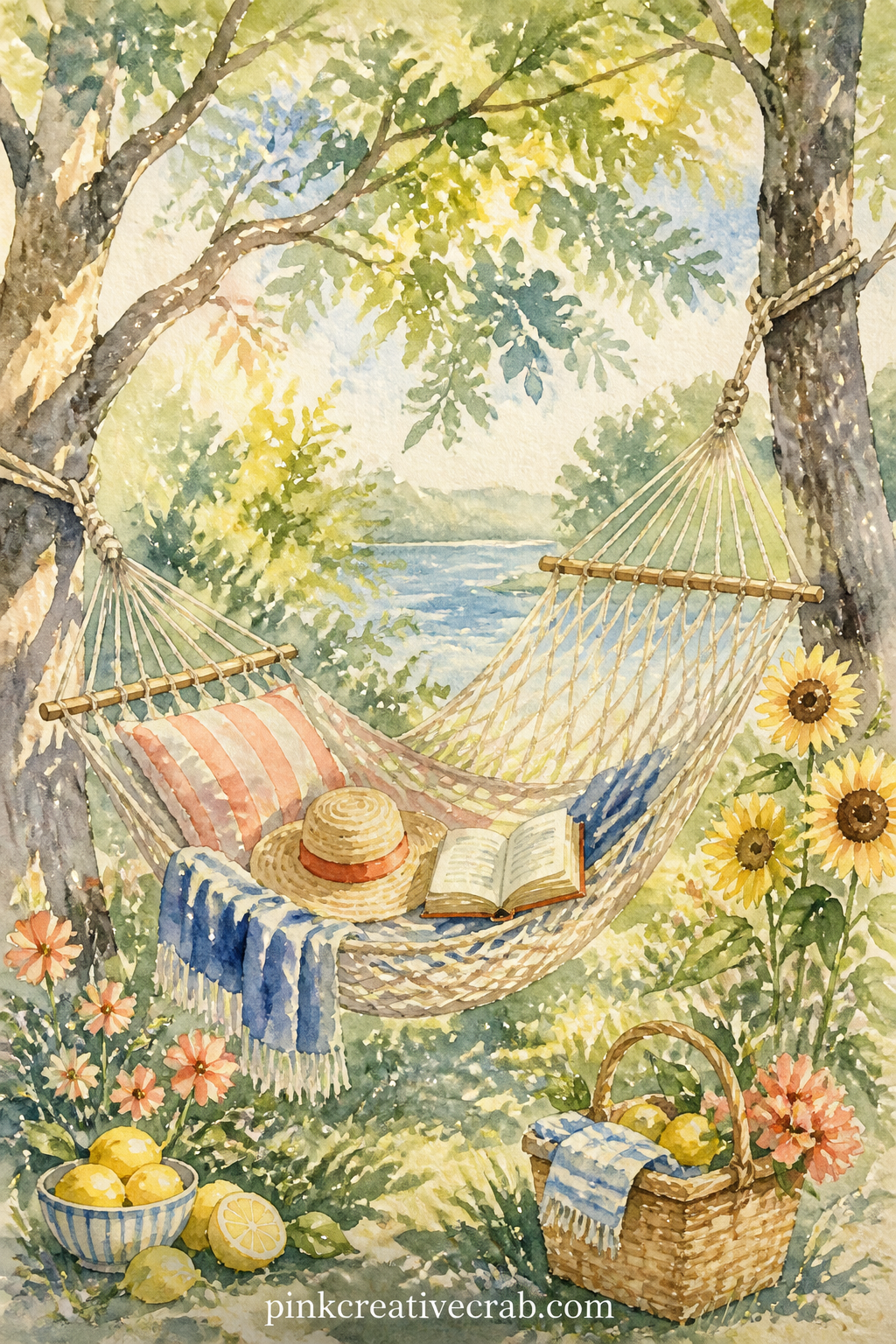 Hammock Between Two Trees printable page — Who is this page for in a gift journal: anyone who takes an afternoon nap outdoors every chance she gets, which