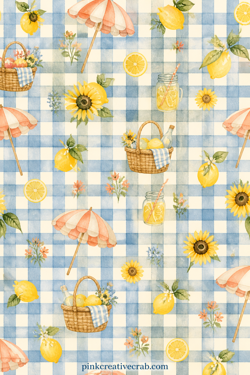 Gingham Picnic Pattern printable page — This red and cream gingham works well under a picnic photo, as a backdrop for a pressed clover, or as a plain divider