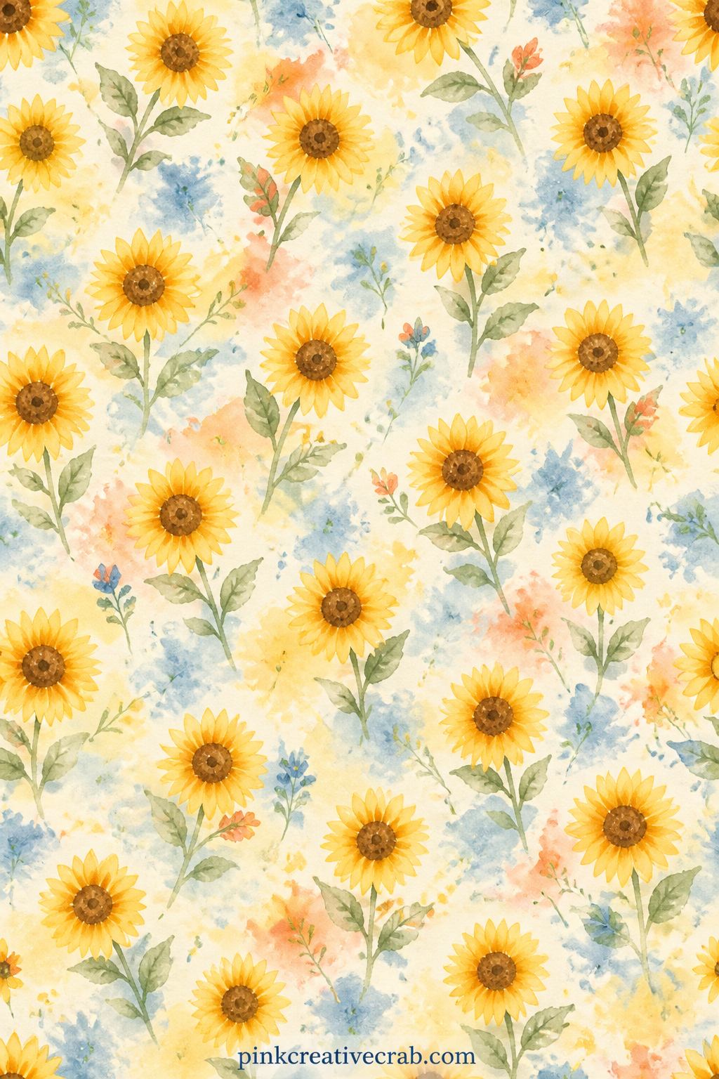 Sunflower Field Pattern printable page — Place this sunflower pattern behind a garden photo, use it as a cover lining for the whole kit, or set it facing the