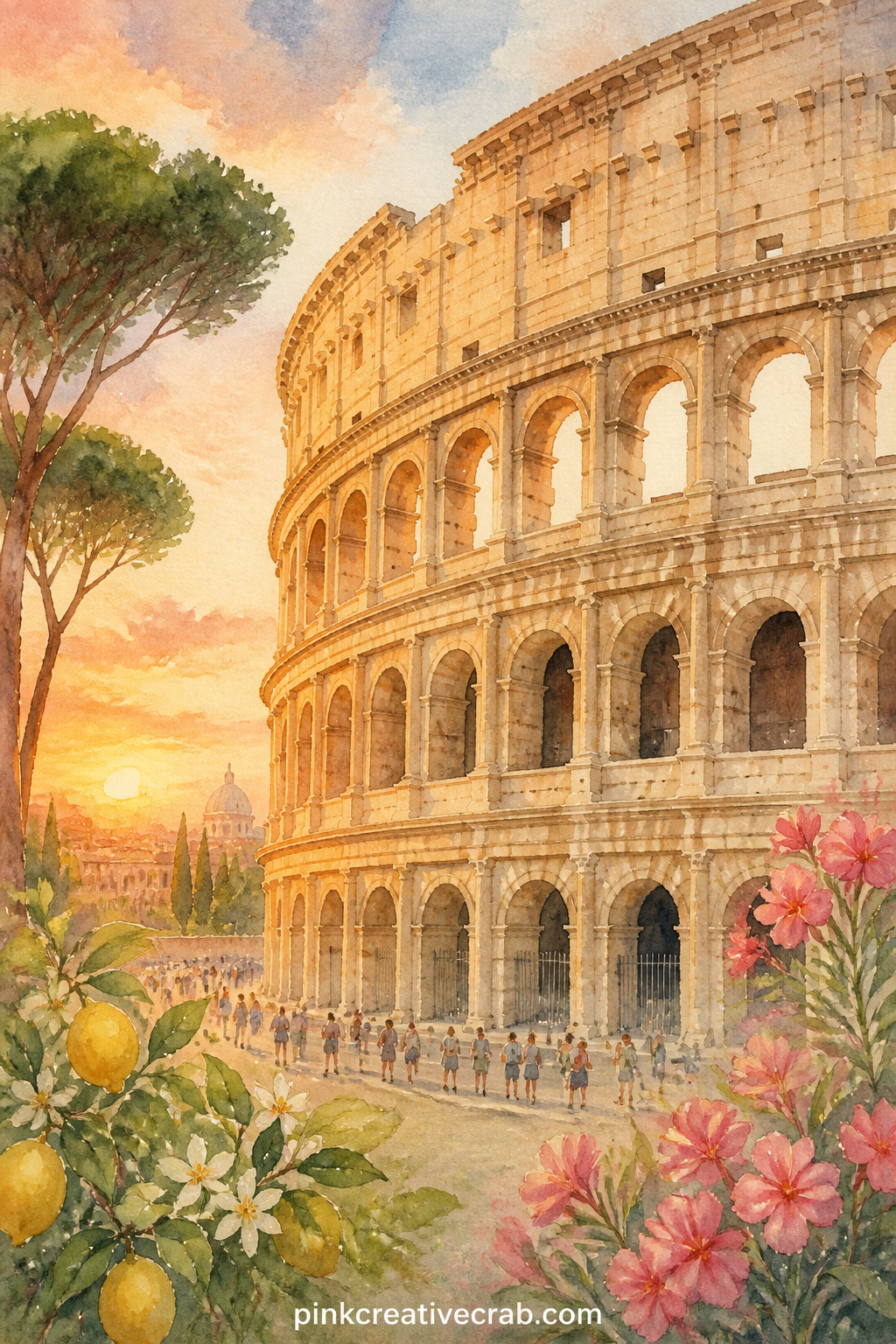 Colosseum at Golden Hour printable page — What would you tell someone standing here for the first time. Italy junk journal