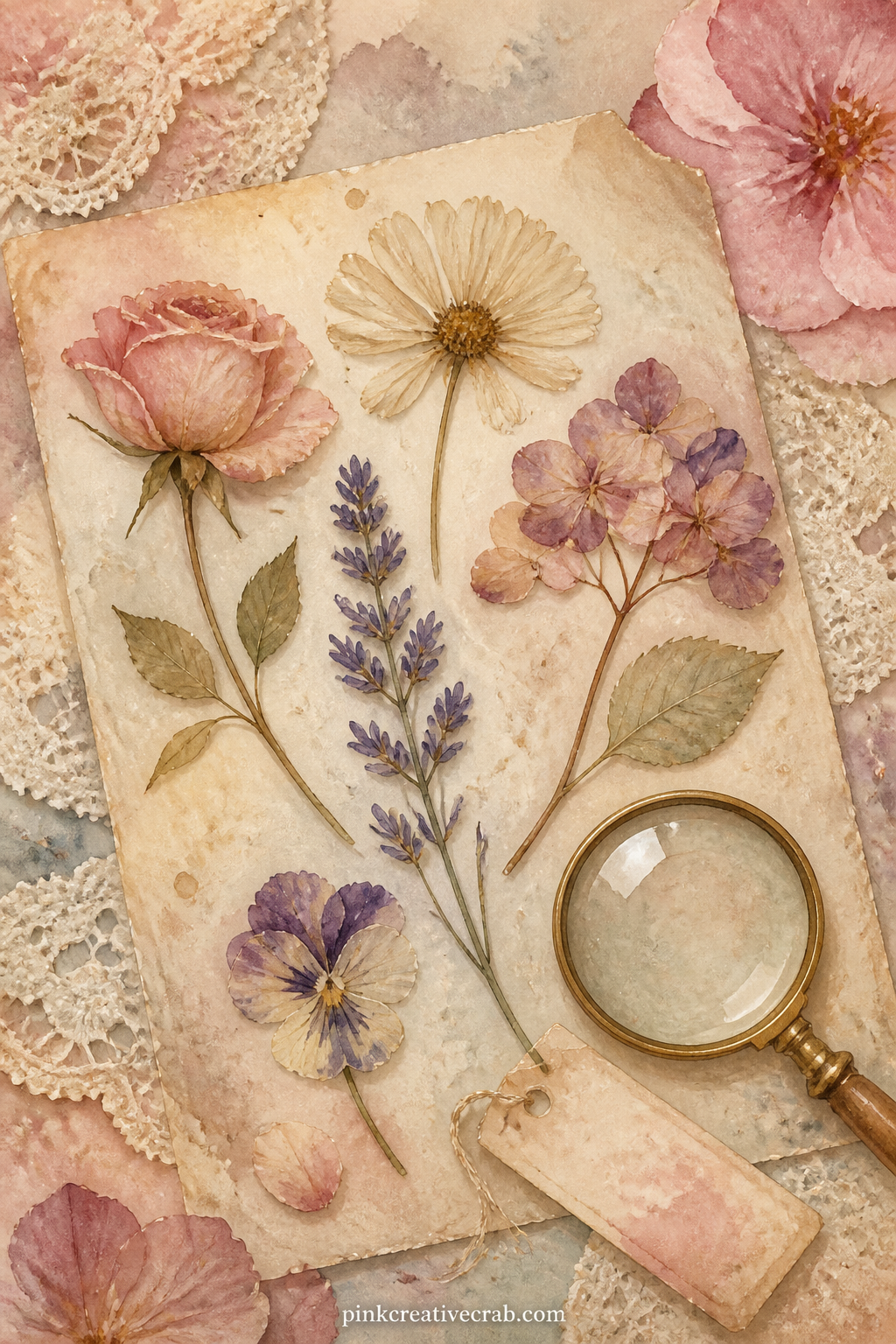 Pressed Flower Collection printable page — What would you ask the woman who pressed these flowers, if you could. Vintage junk journal