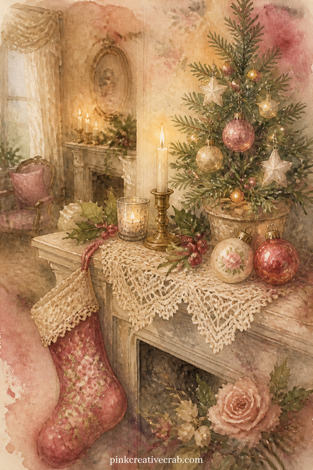 Christmas Eve By Candlelight printable page — If your journal leans toward the holidays, this scene sits well beside pages from the Christmas junk journal
