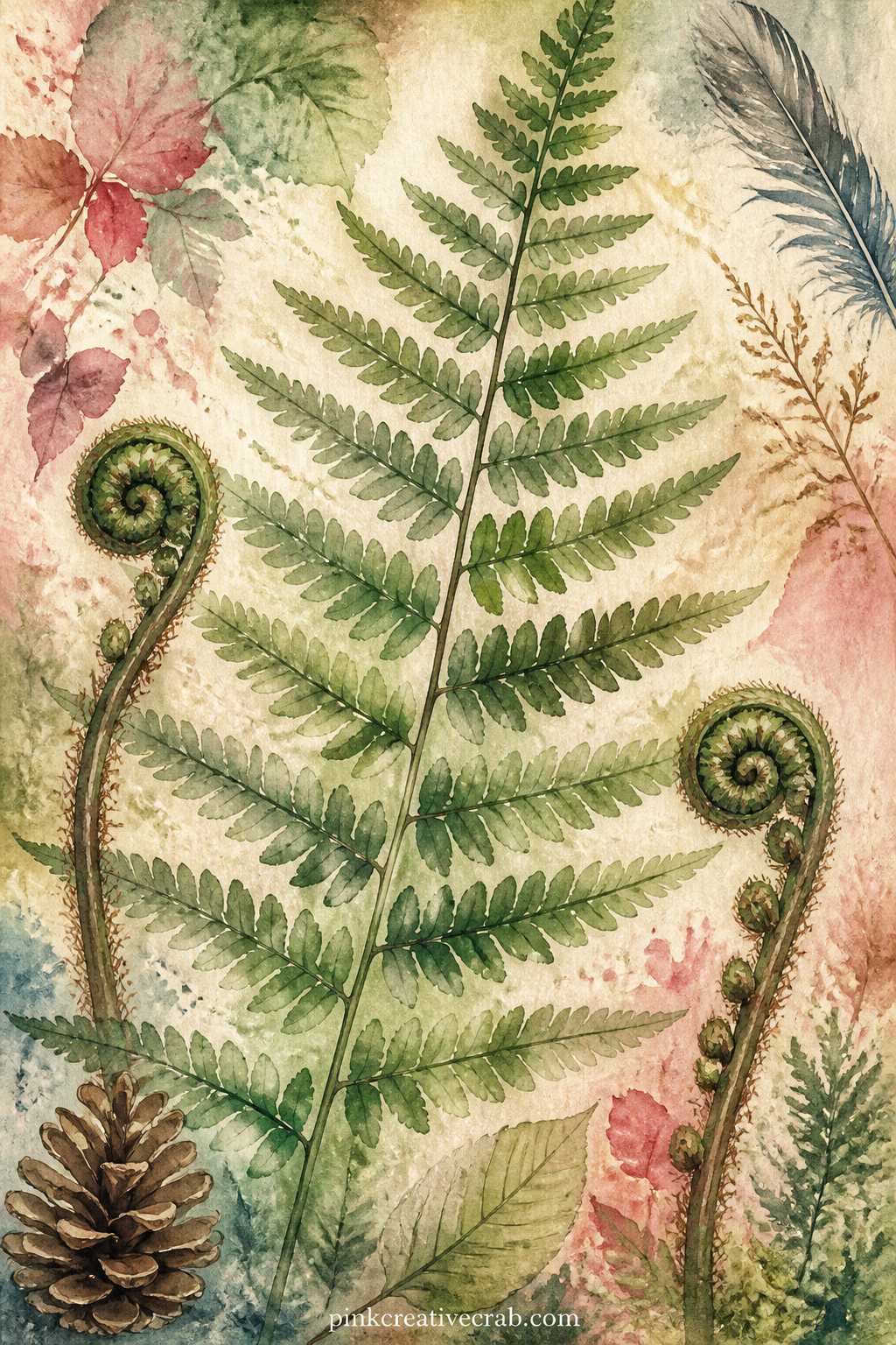 Fern Frond Study printable page — Try this page as a two-sentence prompt entry: describe the shade under the fern and one sound you noticed there, written