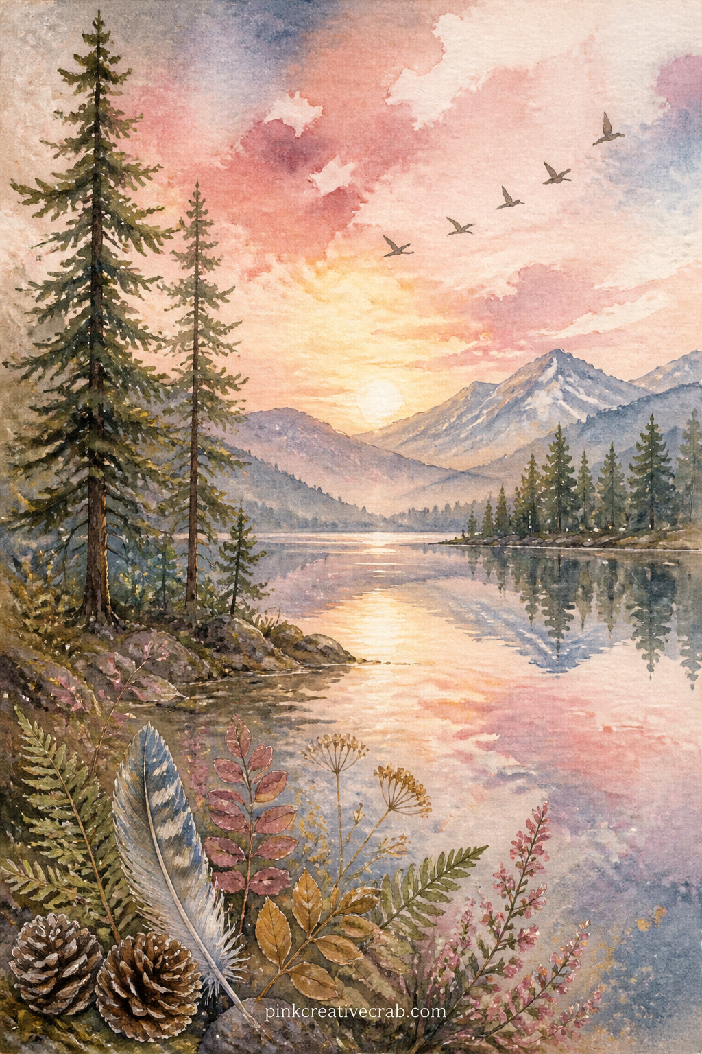 Mountain Lake At Dawn printable page — Use a short entry here: one sentence naming the lake and the hour the light looked like this is enough, since the