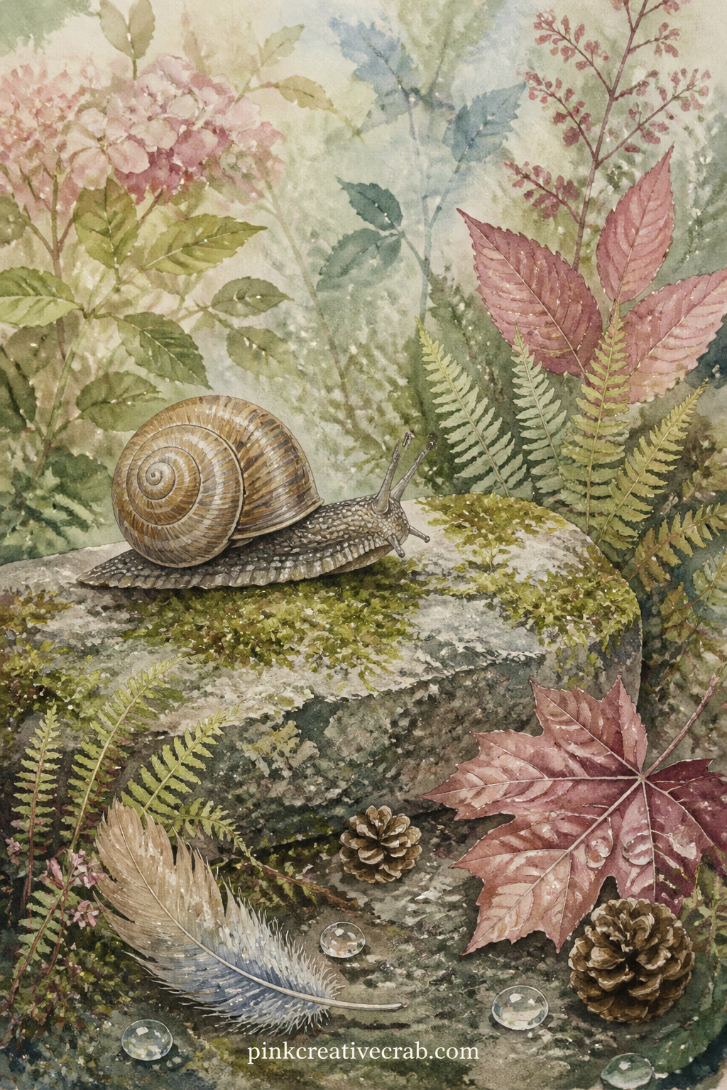 Snail On A Garden Stone printable page — Try a short question for this one: what is the smallest thing you noticed on your walk today. Nature junk journal