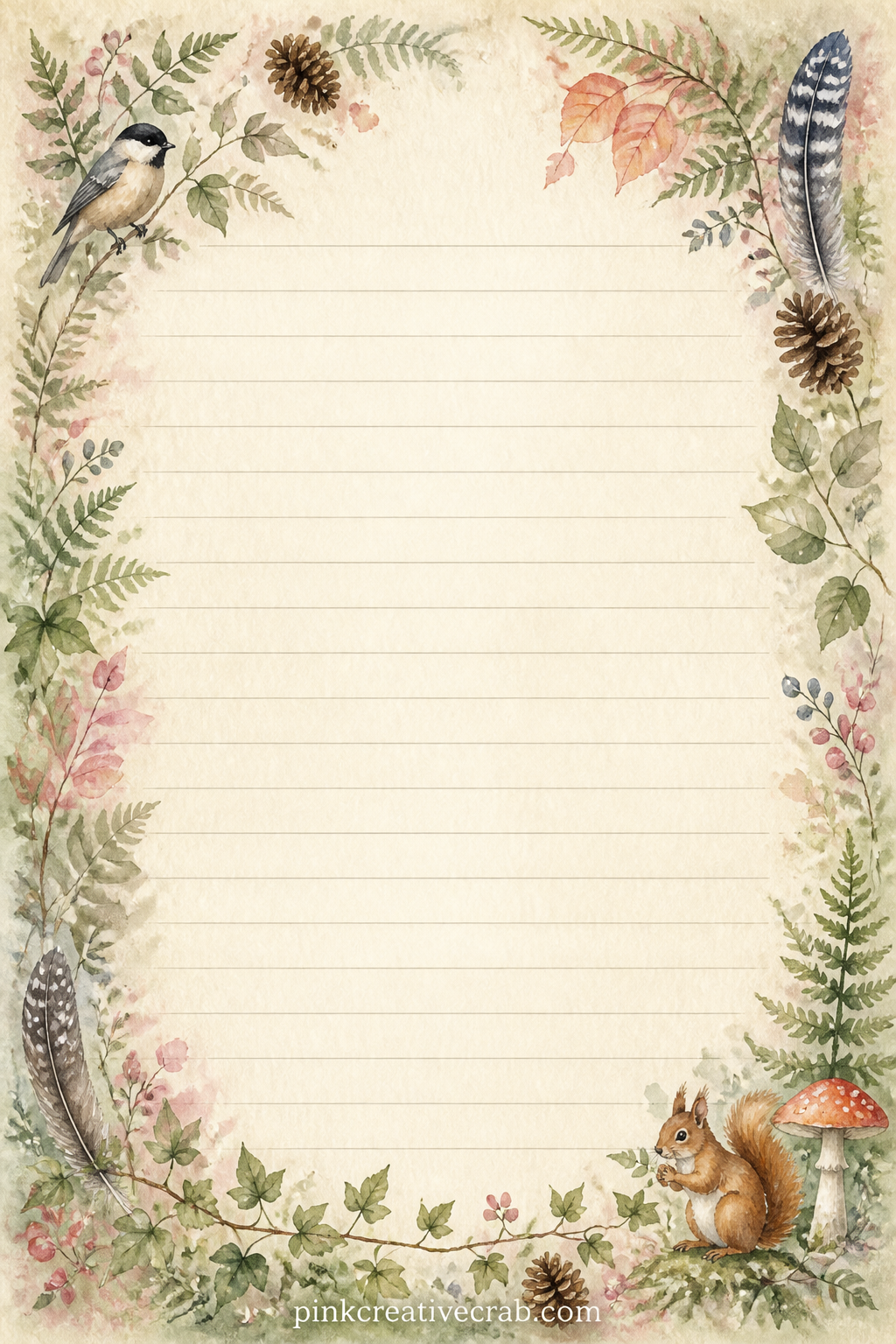 Leaf Vine Lined Page printable page — Use this one for a seasonal to-do list, a note on when the trees changed color this year, or a short letter describing