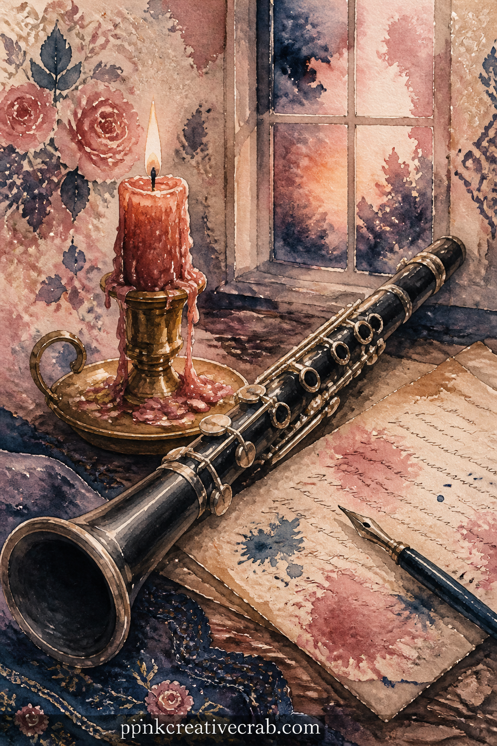 Clarinet And Candle On Desk printable page — Write a short answer on this page: what song would you choose if you could only ever hear one again, and why does