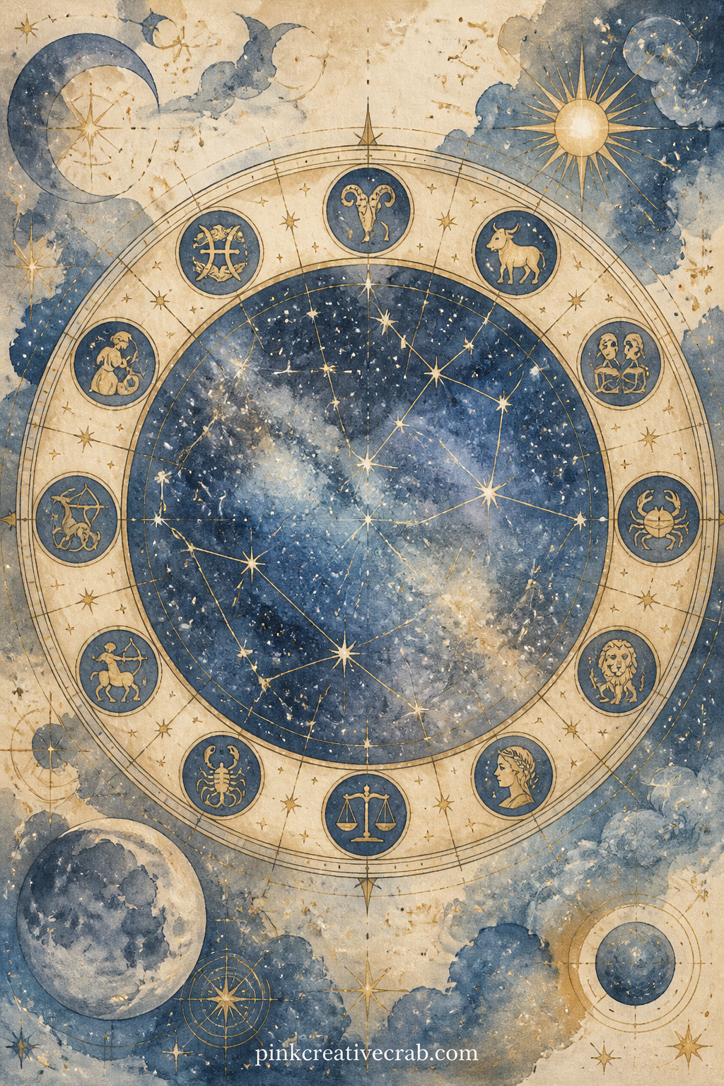 Zodiac Wheel Star Chart printable page — This is the page for a reader who loves junk journaling as a slow, thoughtful hobby rather than a quick craft: the